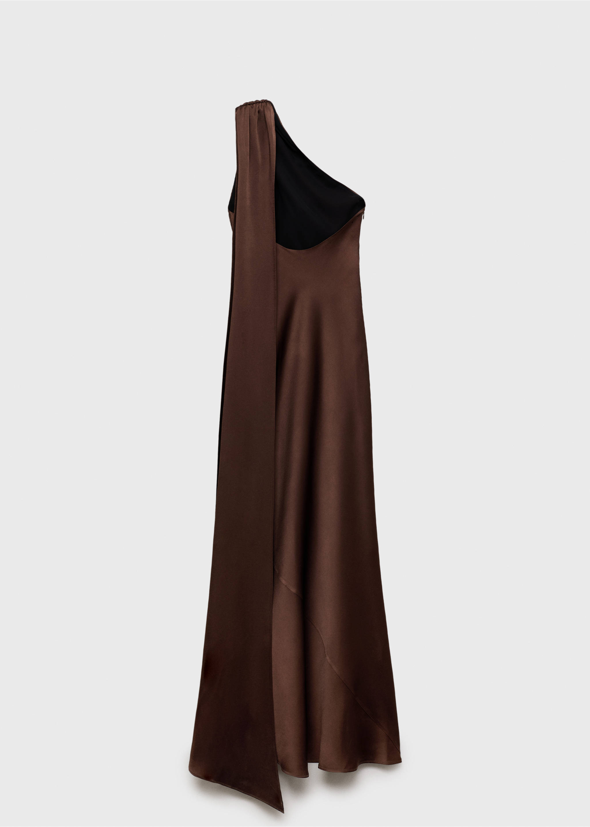 Asymmetrical bow-neck dress - Reverse of the article, Brown. Ref: 87080443-00.