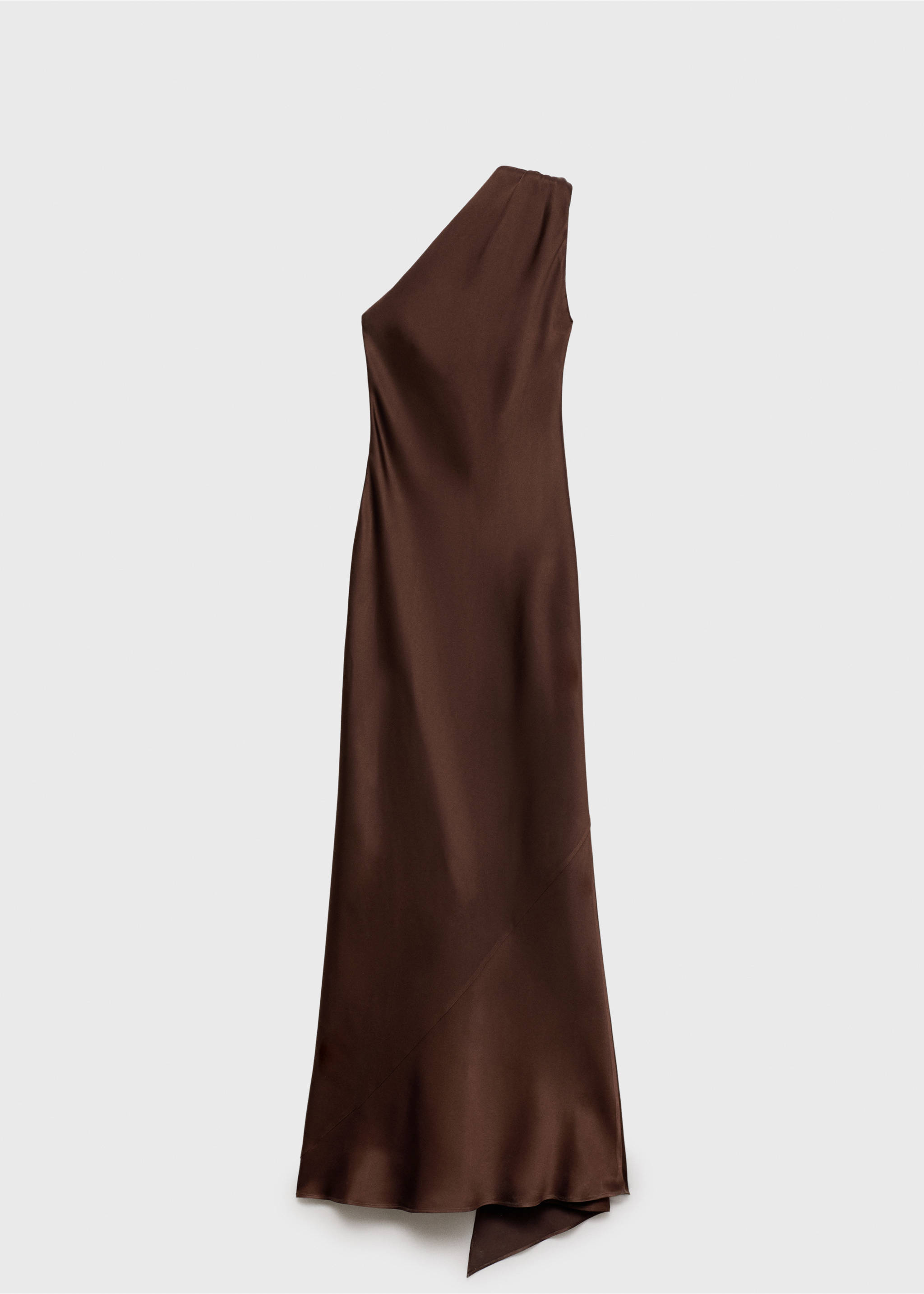 Asymmetrical bow-neck dress - Article without model, Brown. Ref: 87080443-00.