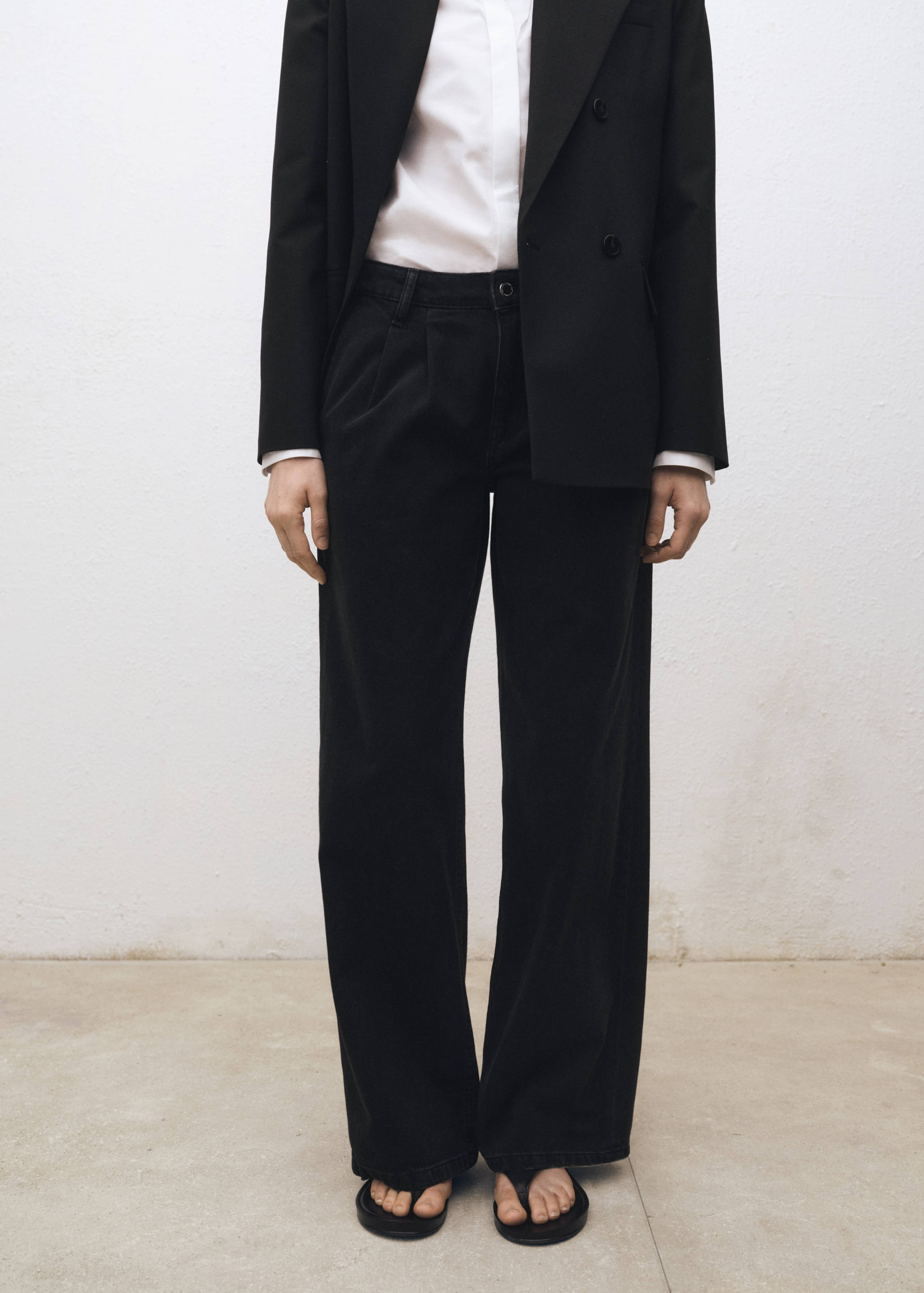 Wide leg pleated jeans - Medium plane