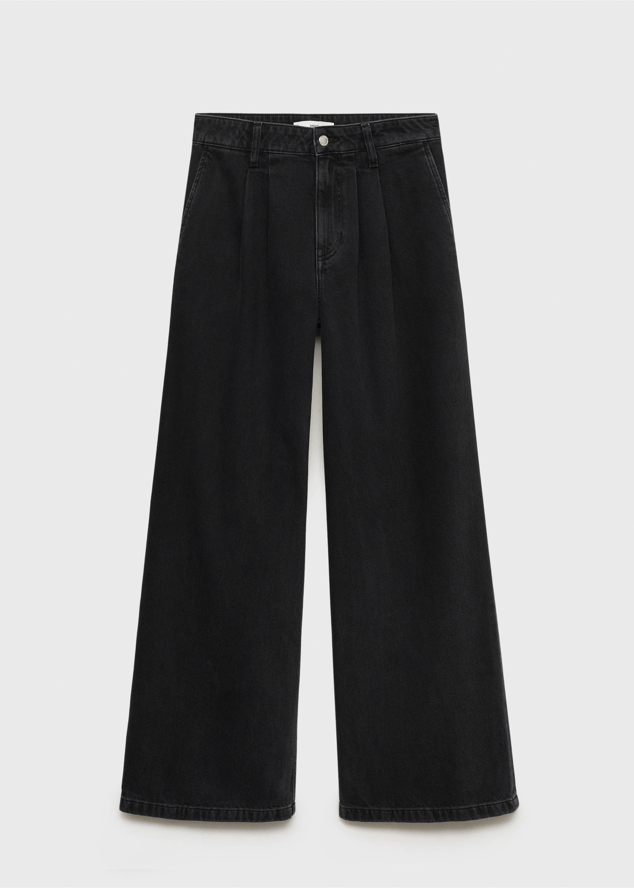 Wide leg pleated jeans - Article without model, Black denim. Ref: 87080446-00.