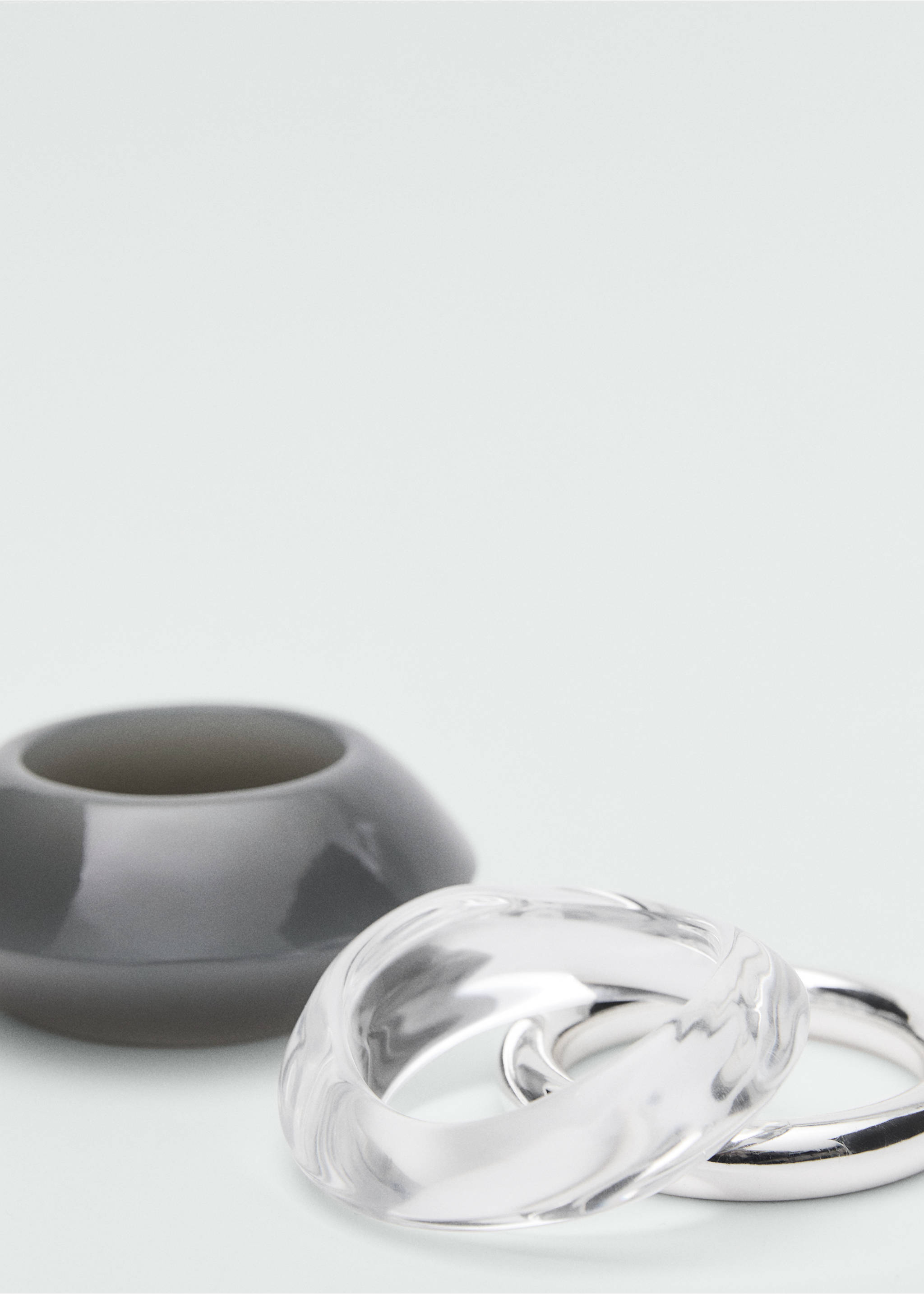Pack of 3 combined resin bracelets - Medium plane, Silver. Ref: 87080450-00.
