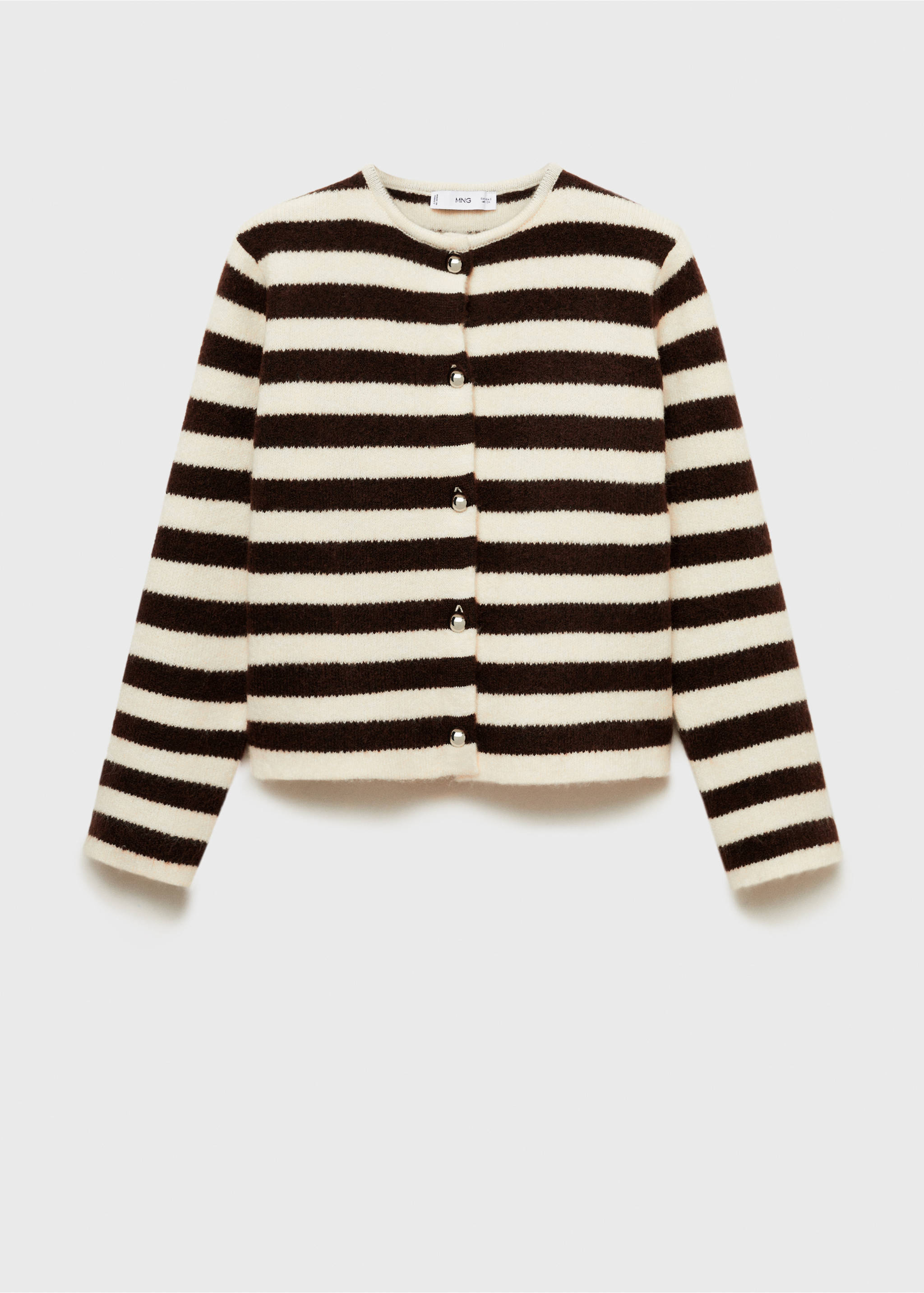 Striped cardigan with buttons - Article without model, Ecru. Ref: 87080451-00.