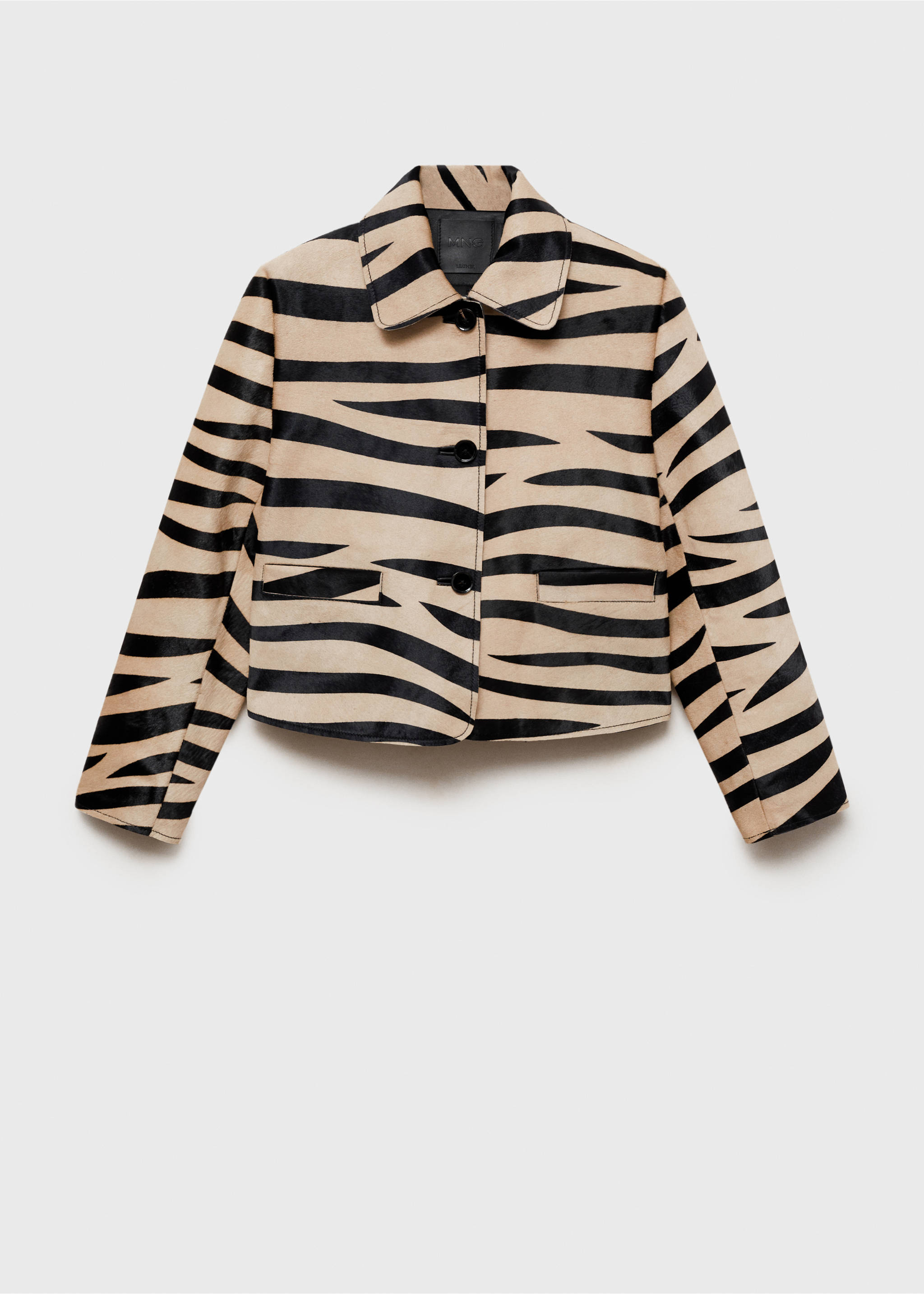 Zebra-print fur jacket - Article without model, Black. Ref: 87080454-00.