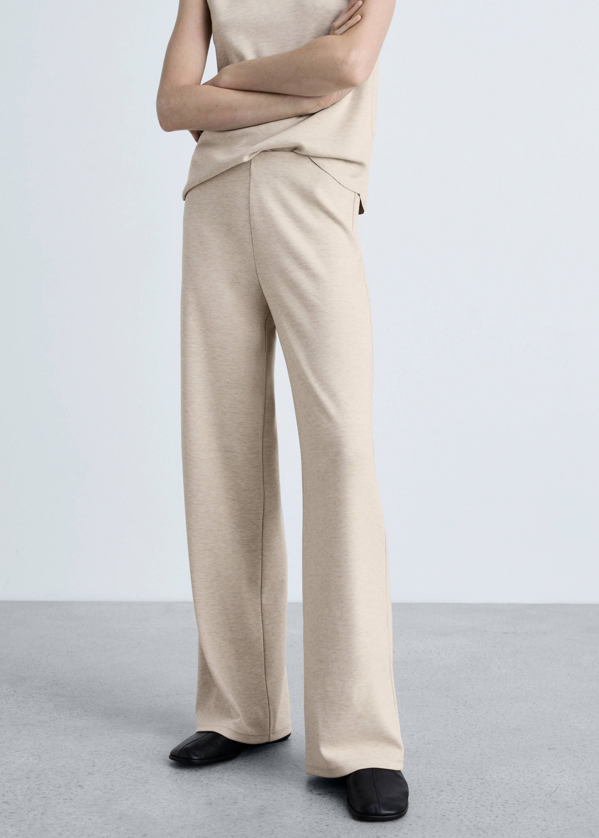 Fine-knit wide leg trousers - Medium plane