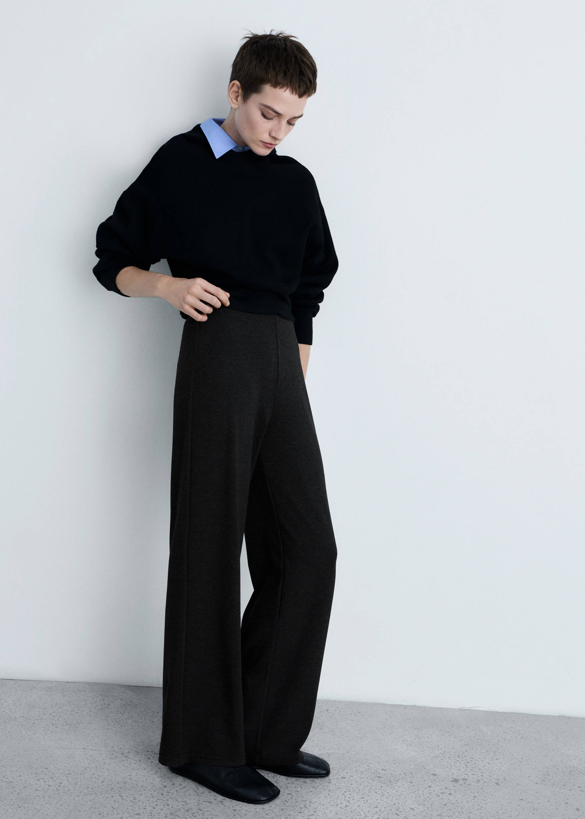 Fine-knit wide leg trousers - Details of the article 2