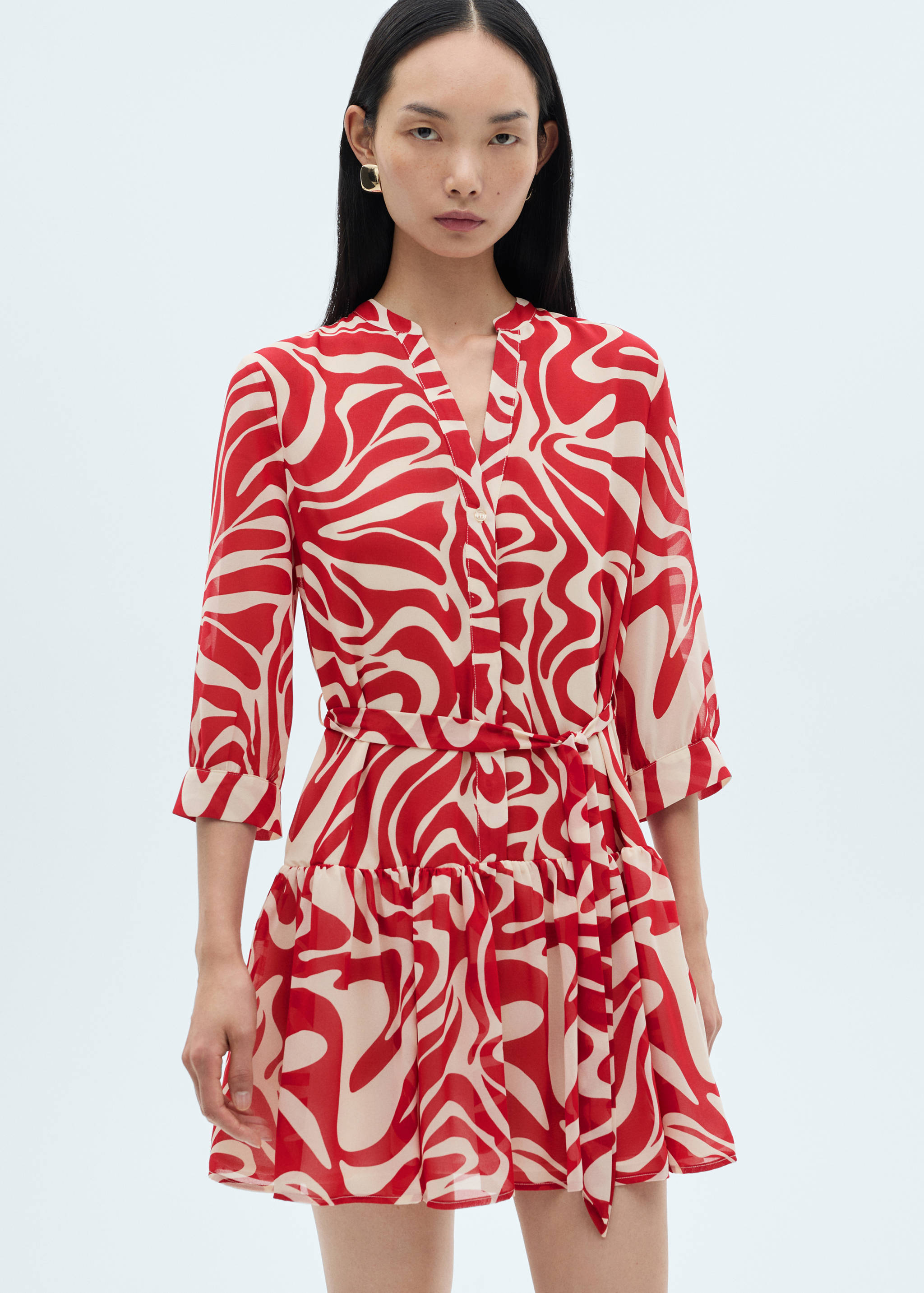 Ruffled printed dress - Medium plane