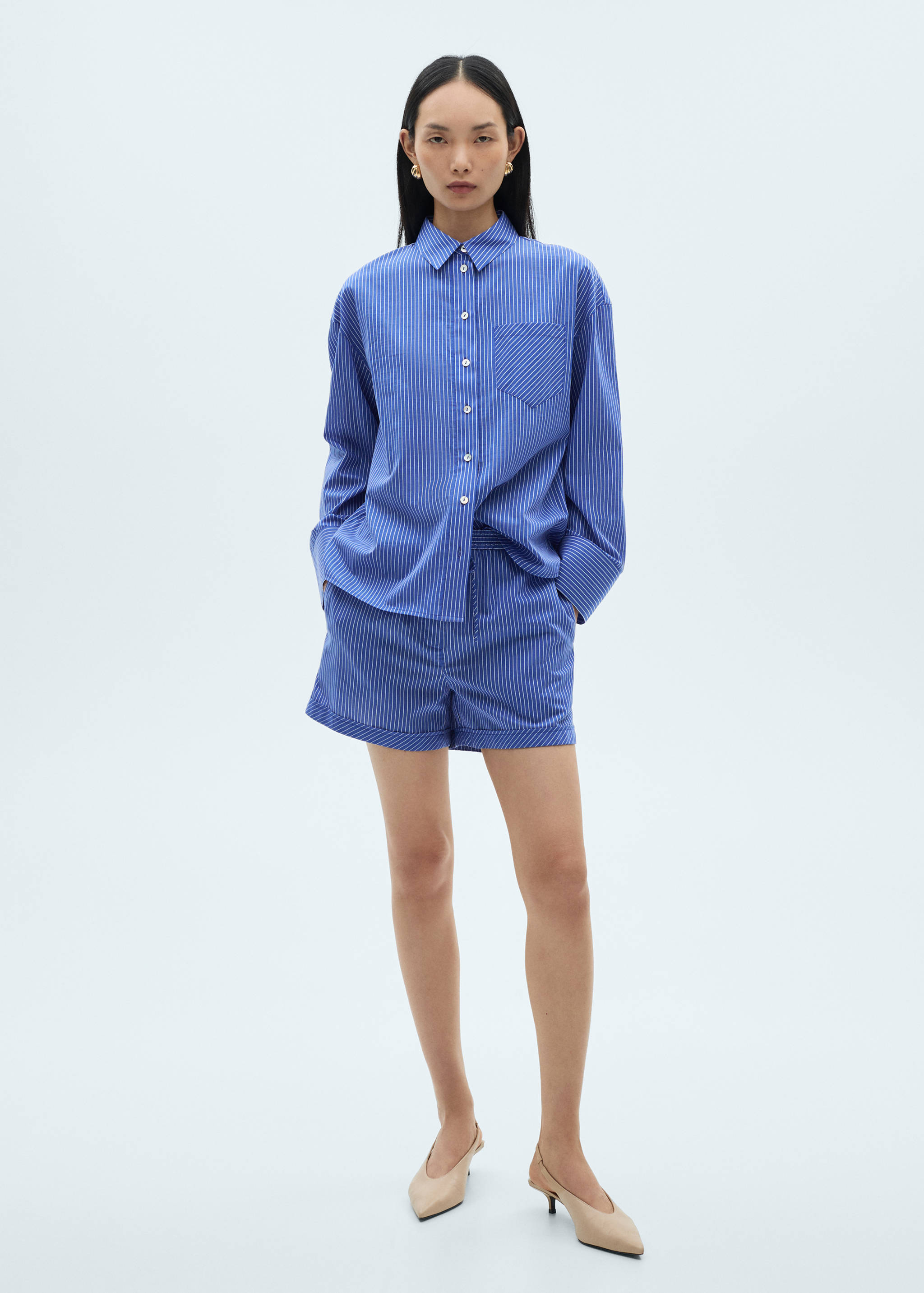 Short coton mélangé rayures - Plan général