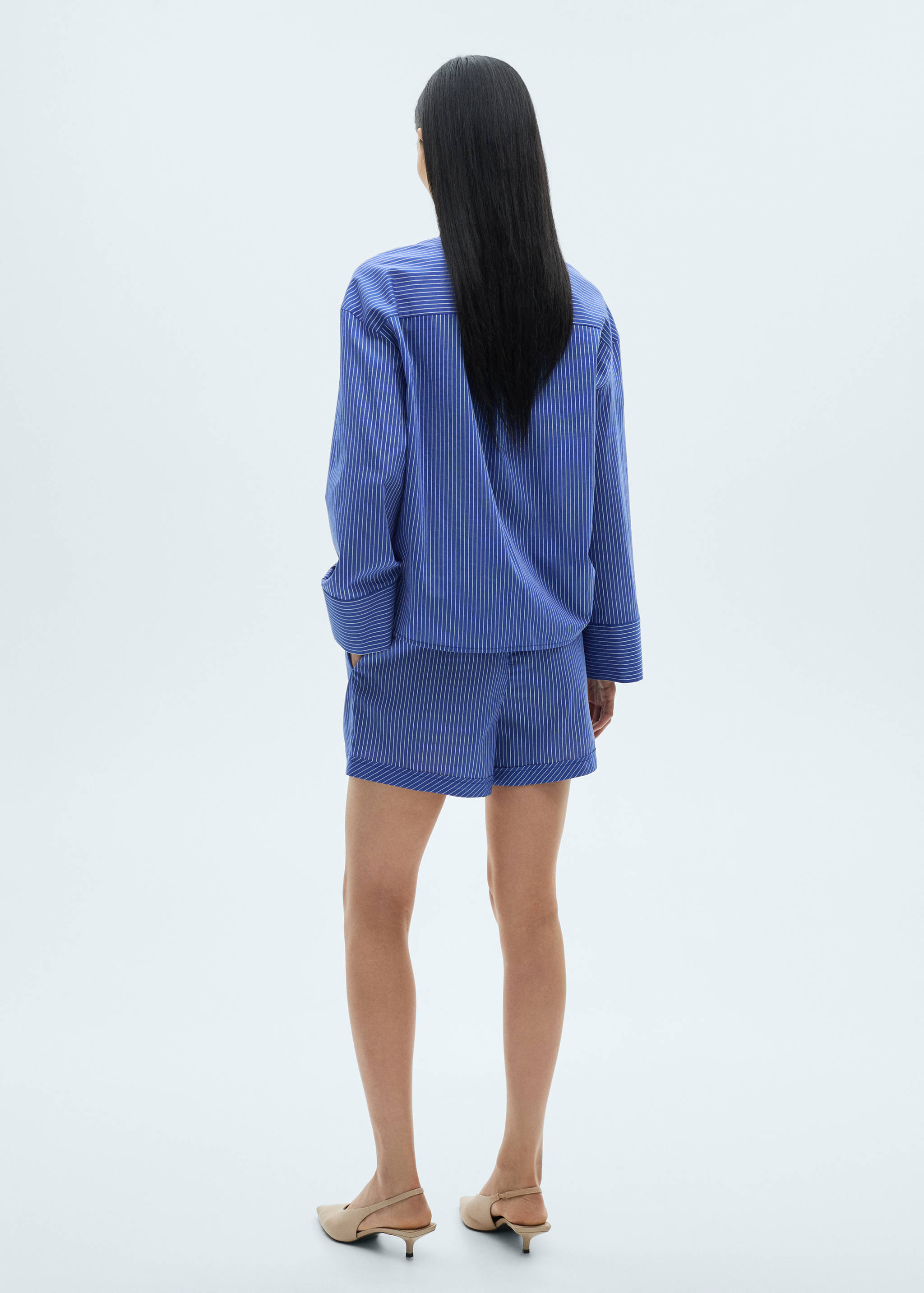 Short coton mélangé rayures - Verso de l’article