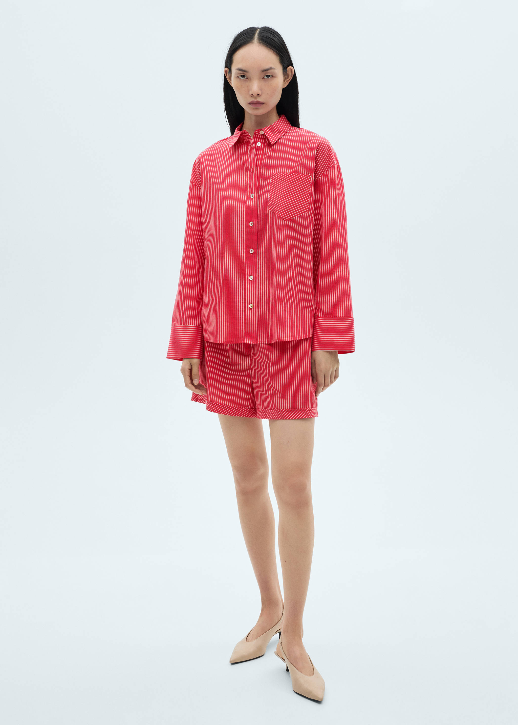 Short coton mélangé rayures - Plan général