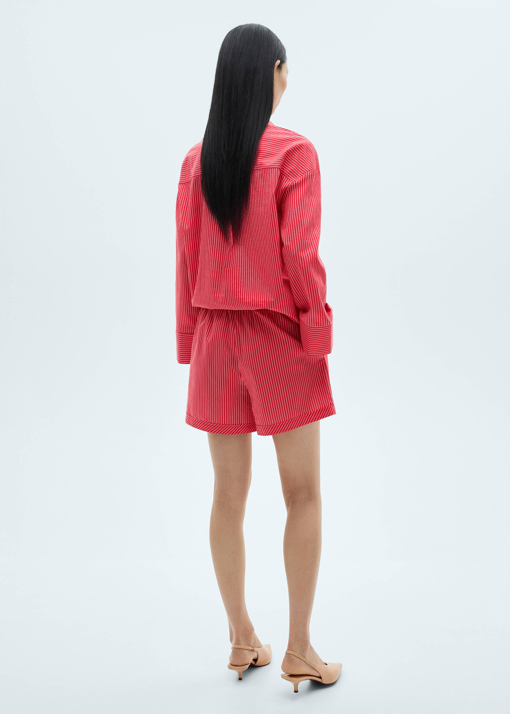 Short coton mélangé rayures - Verso de l’article