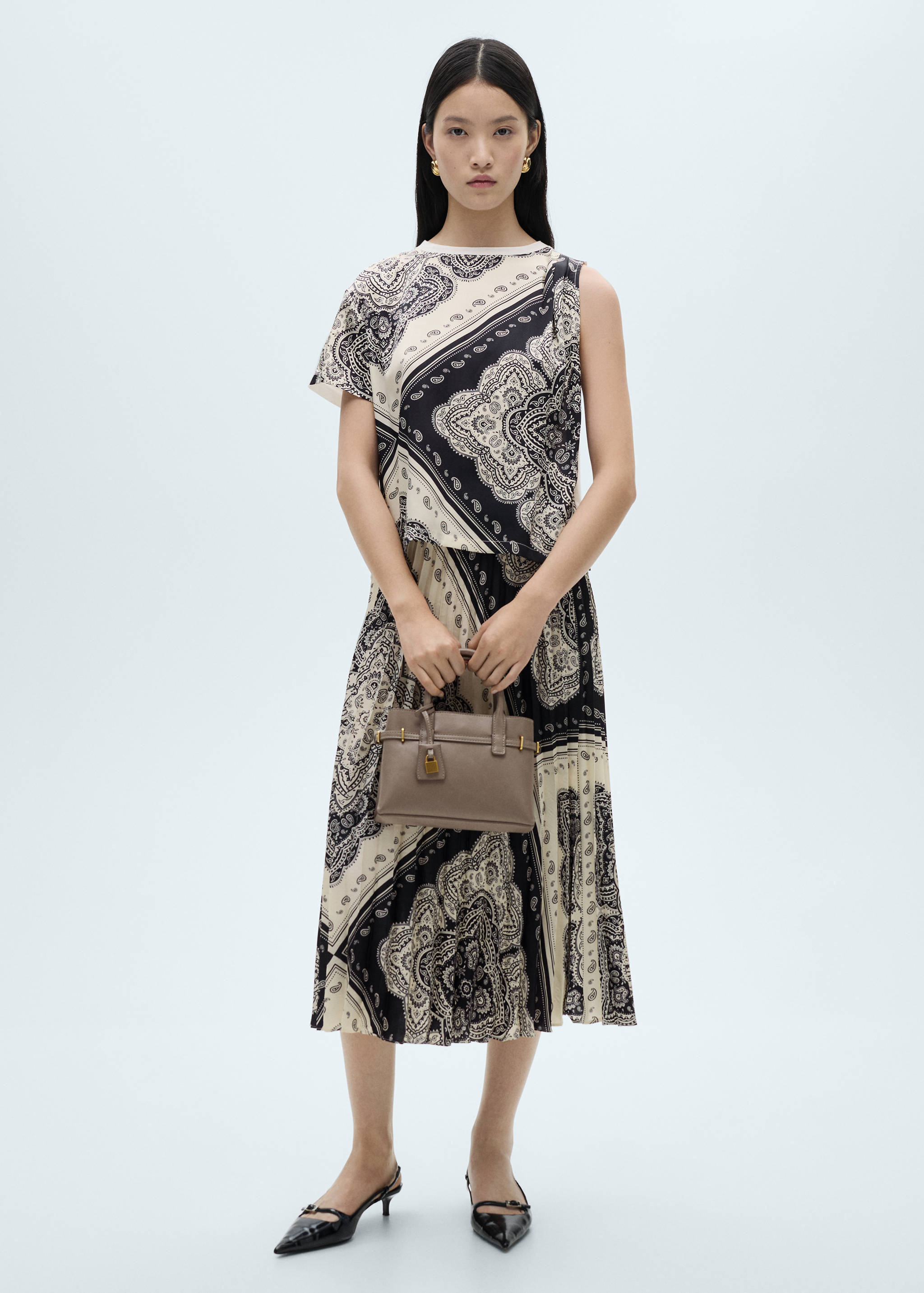 Paisley-print pleated skirt - General plane