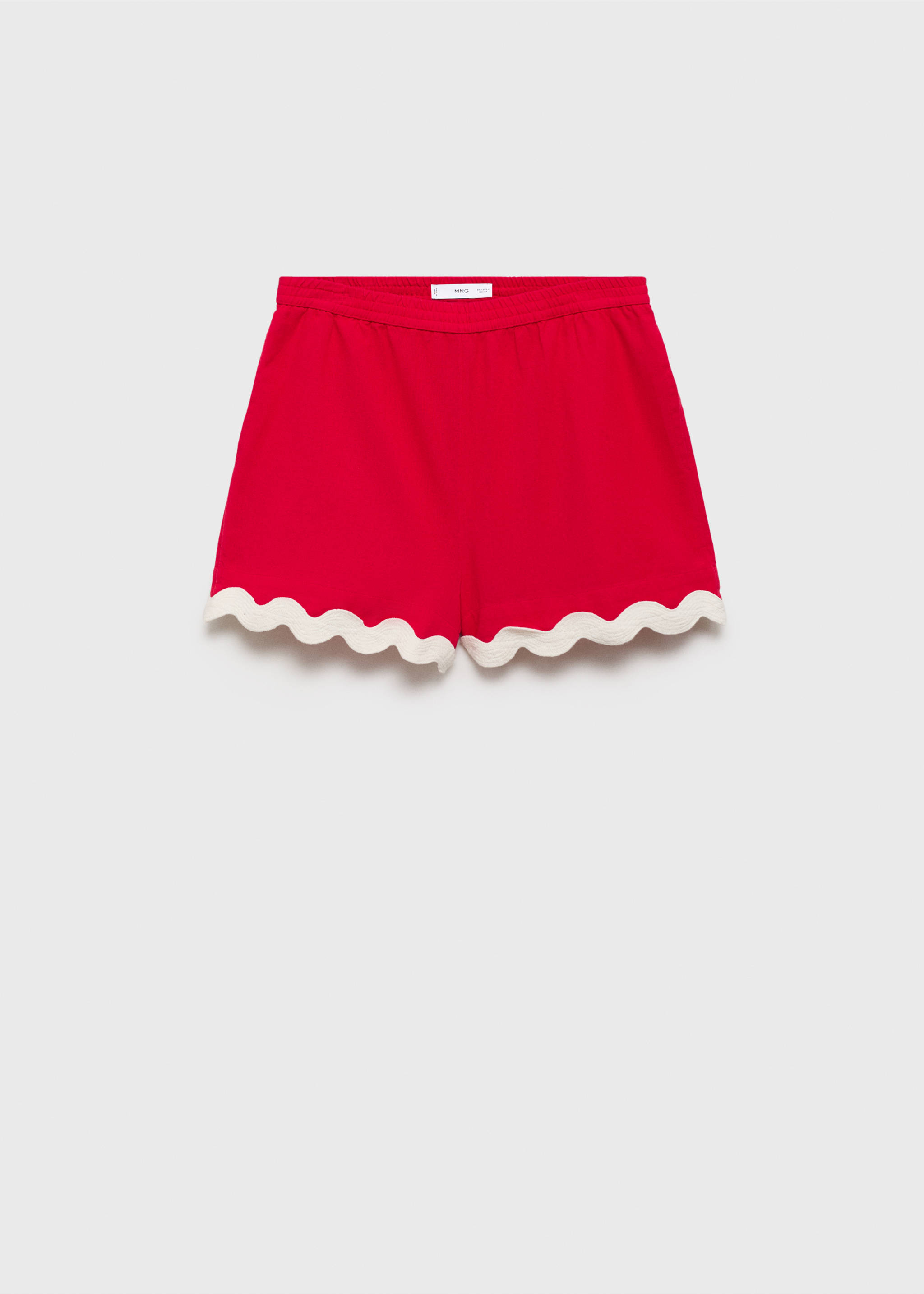Cotton shorts with contrasting trim - Article without model, Red. Ref: 87080583-00.
