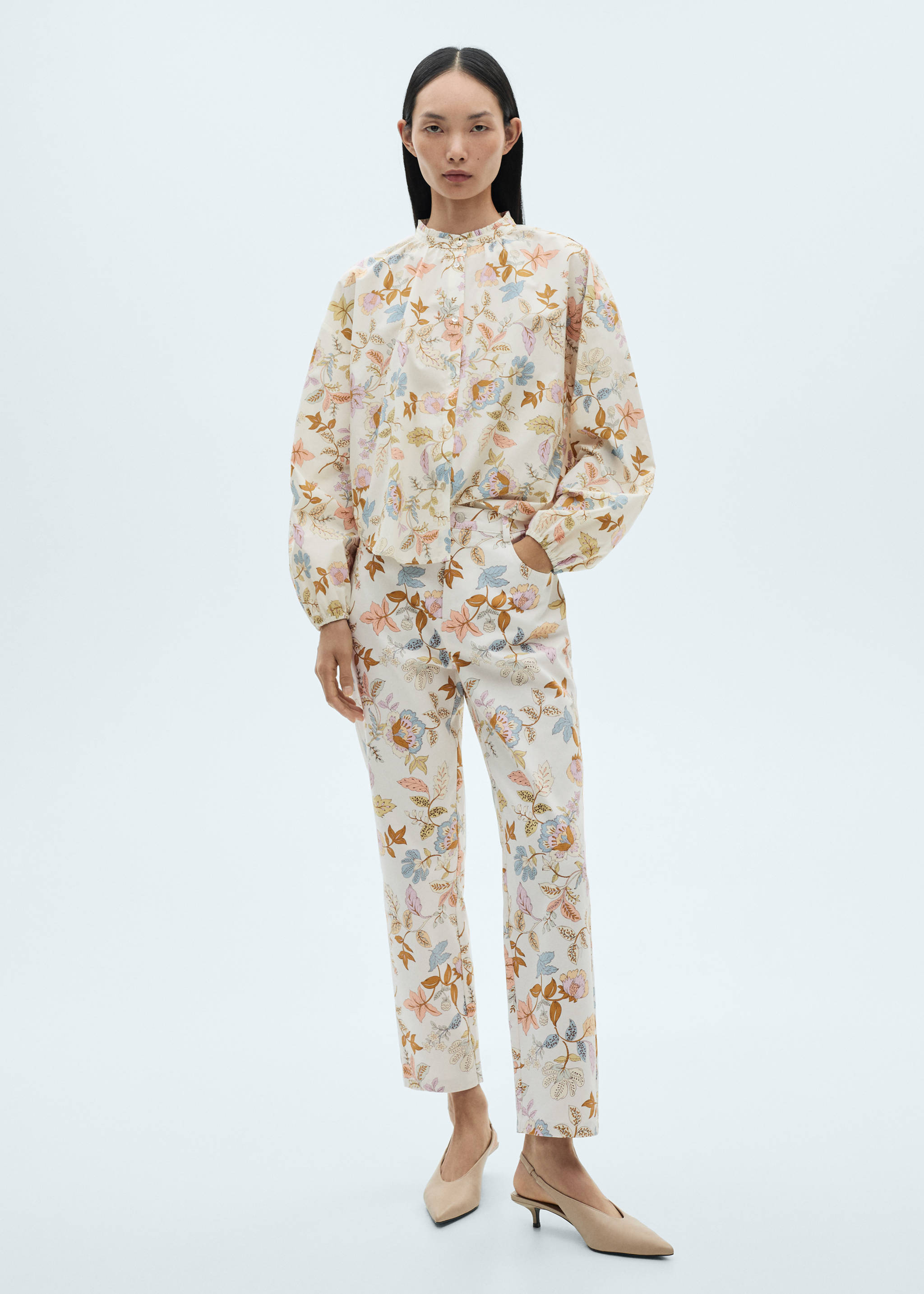 Floral print straight pants - General plane