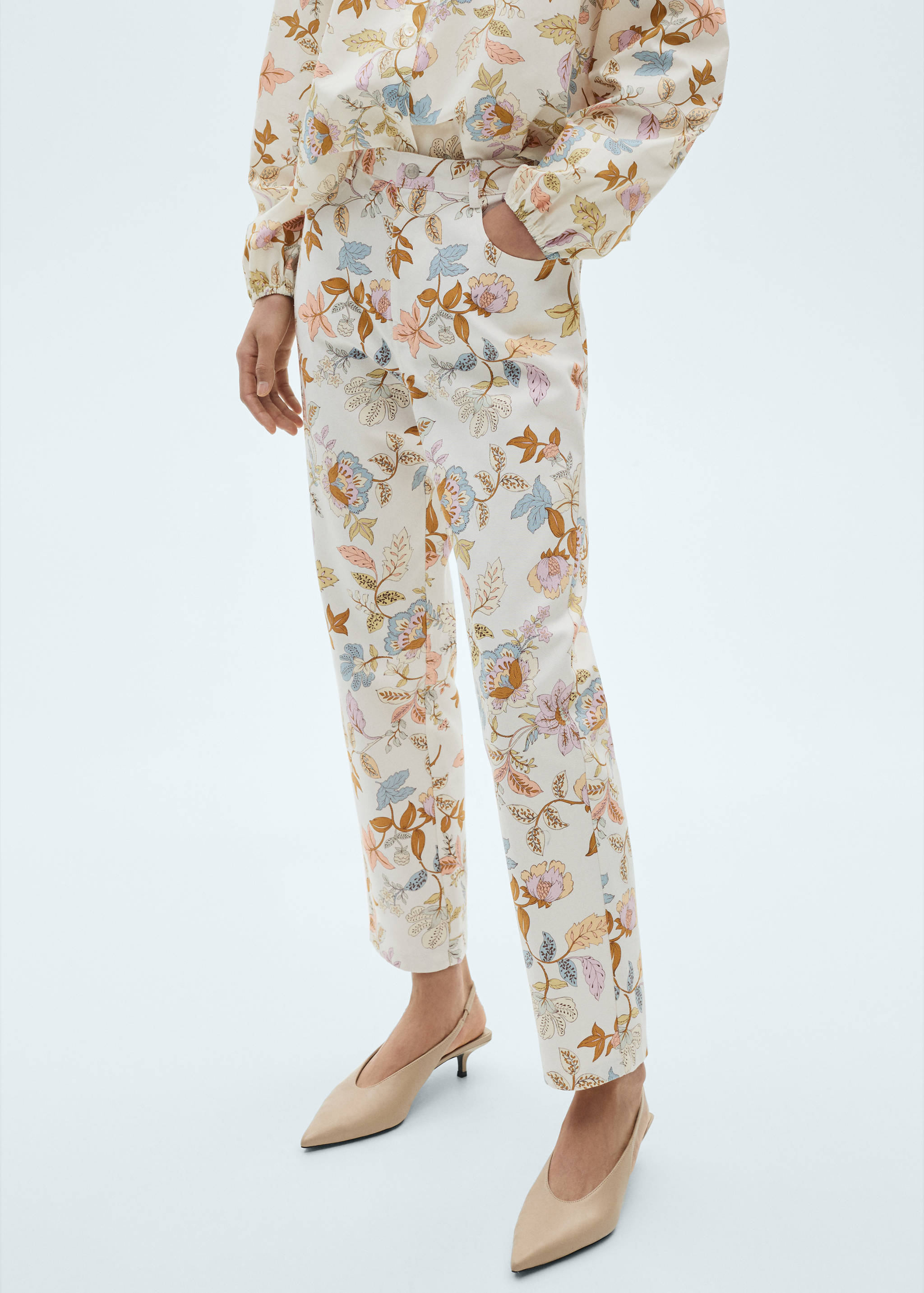 Floral print straight pants - Medium plane