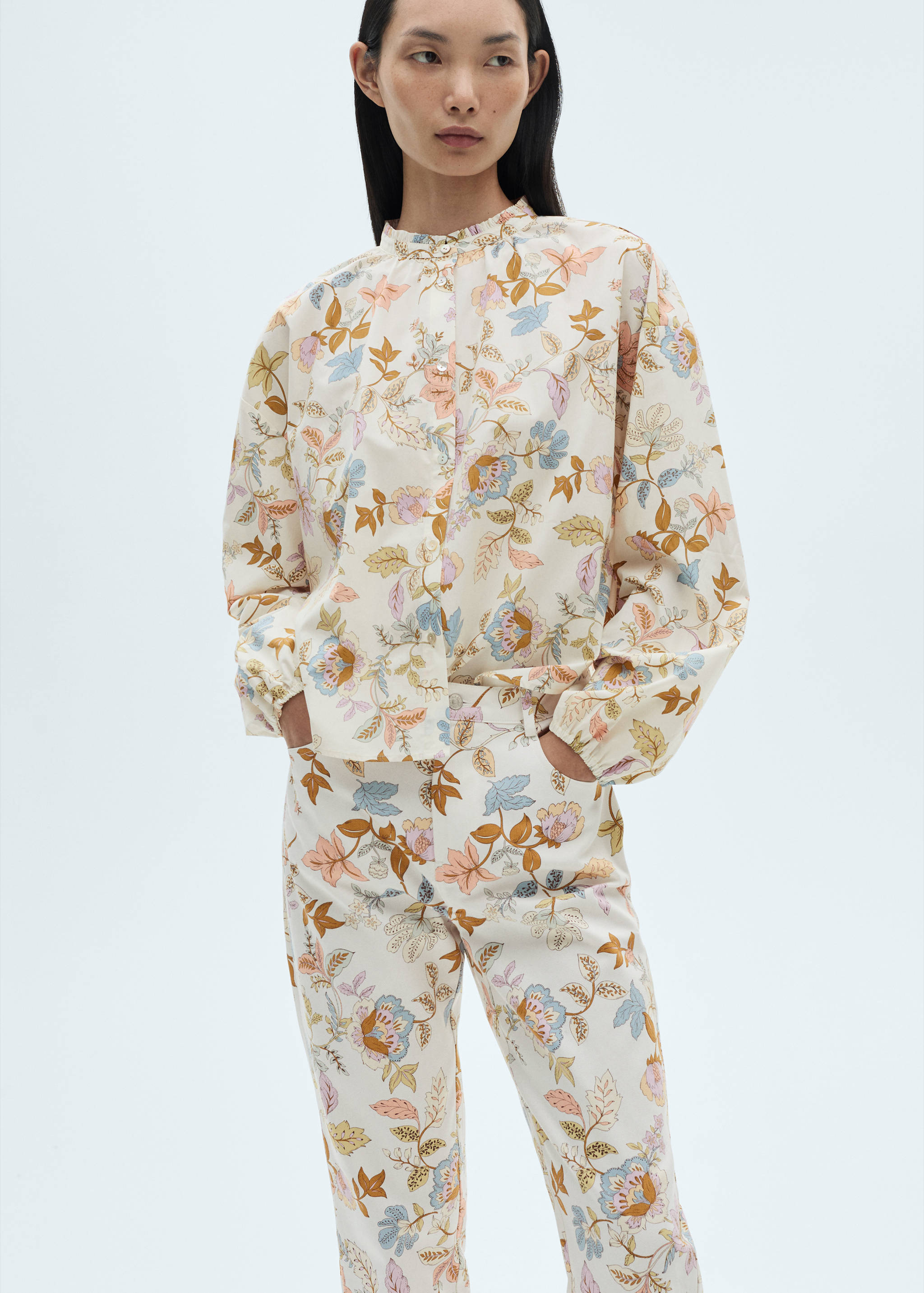 Floral print straight pants - Details of the article 1