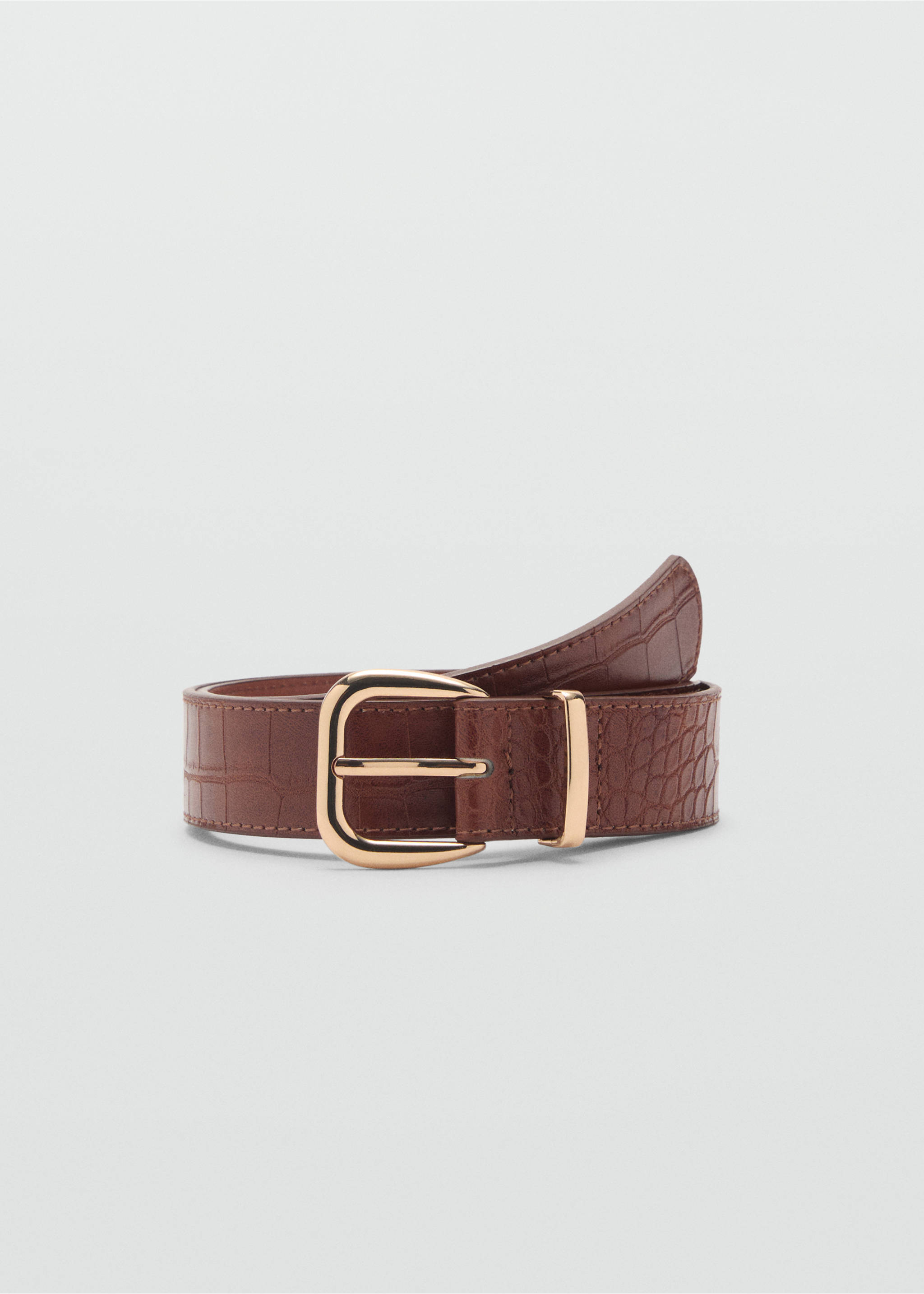 Crocodile-effect belt - Article without model, Brown. Ref: 87080591-00.