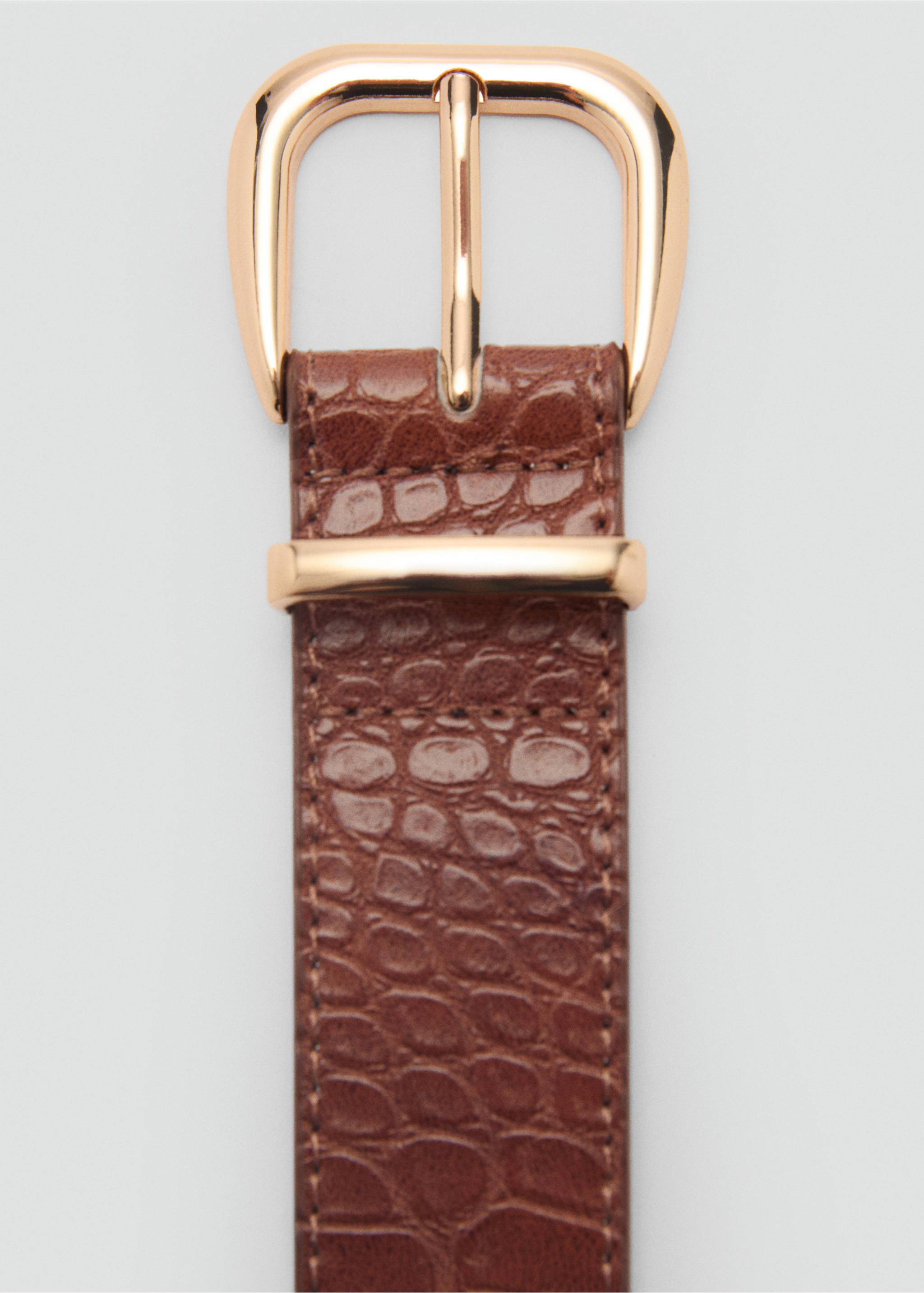 Crocodile-effect belt - Medium plane, Brown. Ref: 87080591-00.