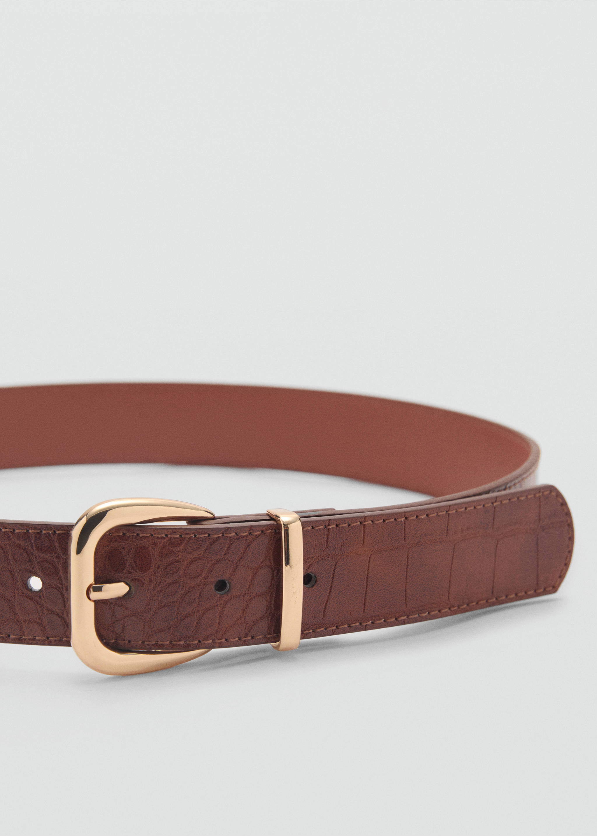 Crocodile-effect belt - Details of the article 1, Brown. Ref: 87080591-00.
