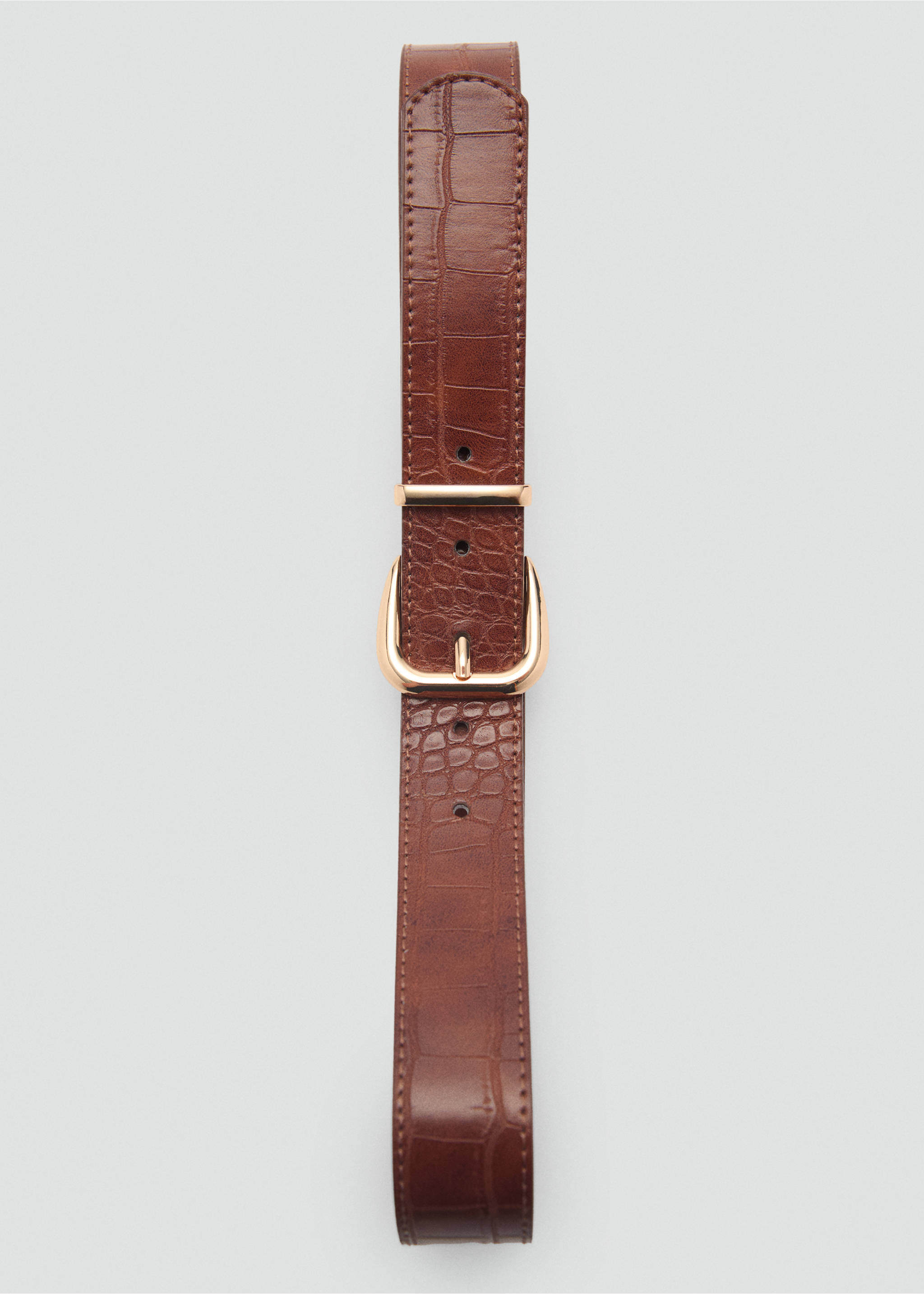 Crocodile-effect belt - Details of the article 2, Brown. Ref: 87080591-00.