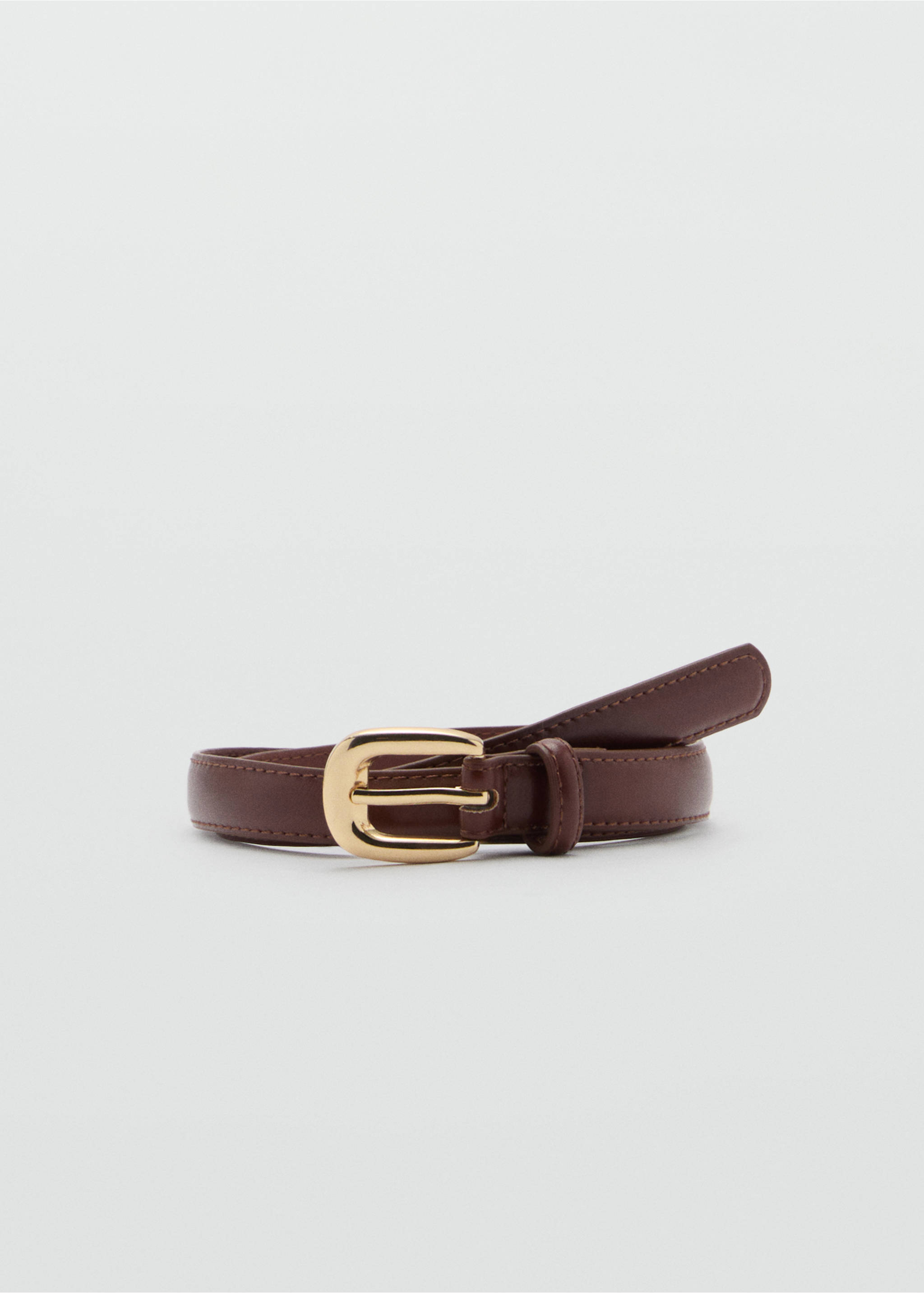 Skinny faux-leather belt - Article without model, Brown. Ref: 87080592-00.
