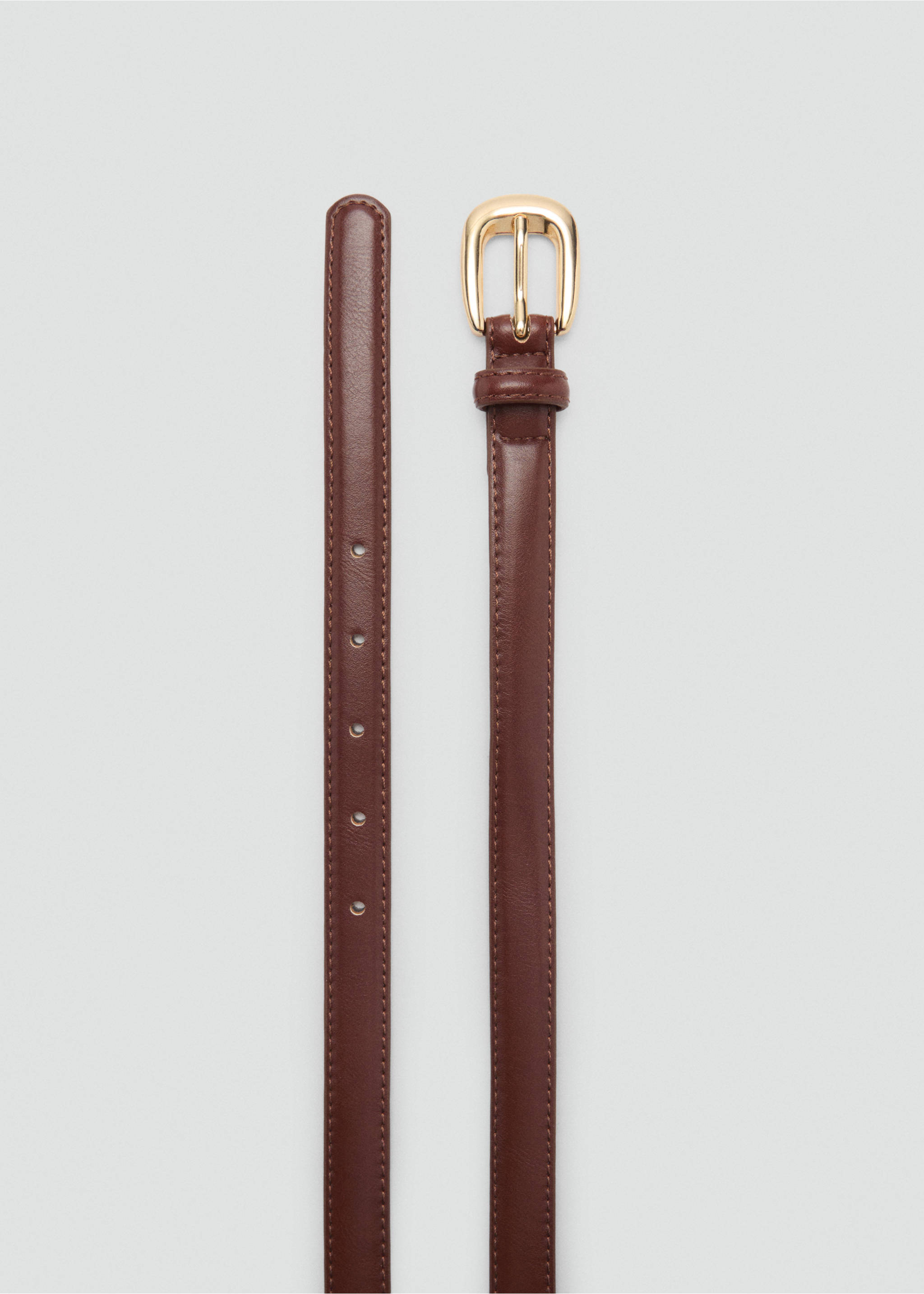 Skinny faux-leather belt - Details of the article 1, Brown. Ref: 87080592-00.