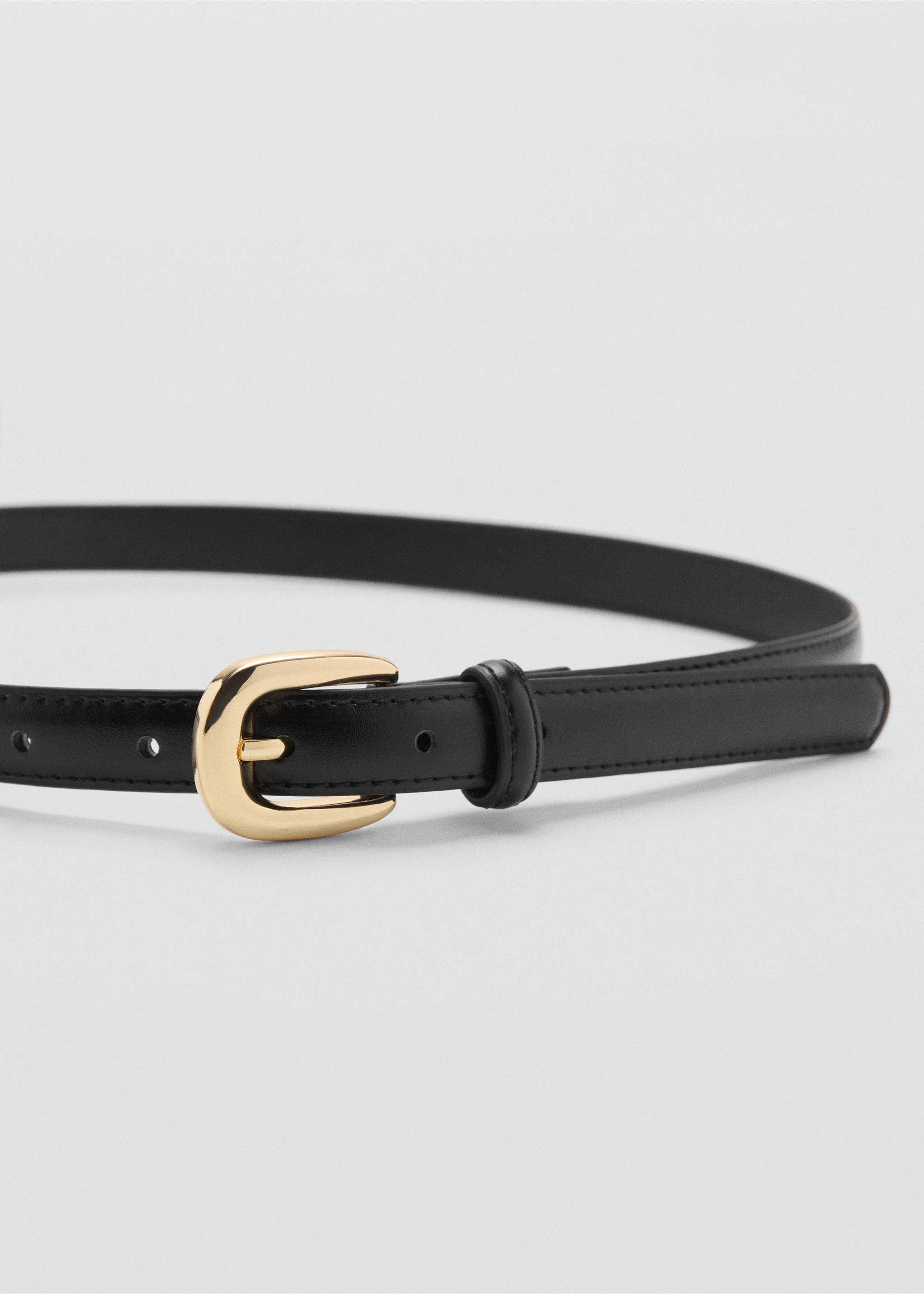 Skinny faux-leather belt - Medium plane, Black. Ref: 87080592-00.