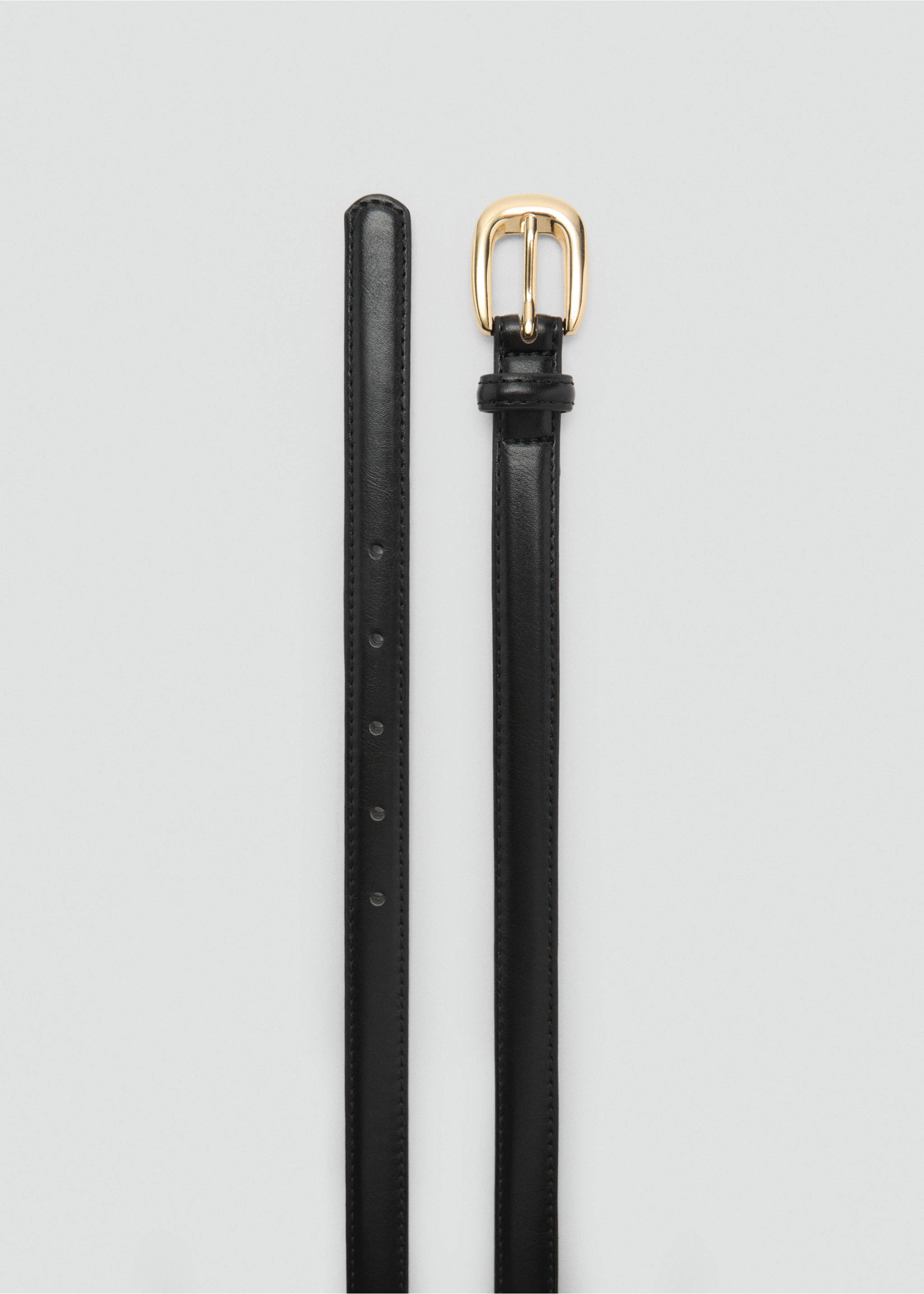 Skinny faux-leather belt - Details of the article 1, Black. Ref: 87080592-00.