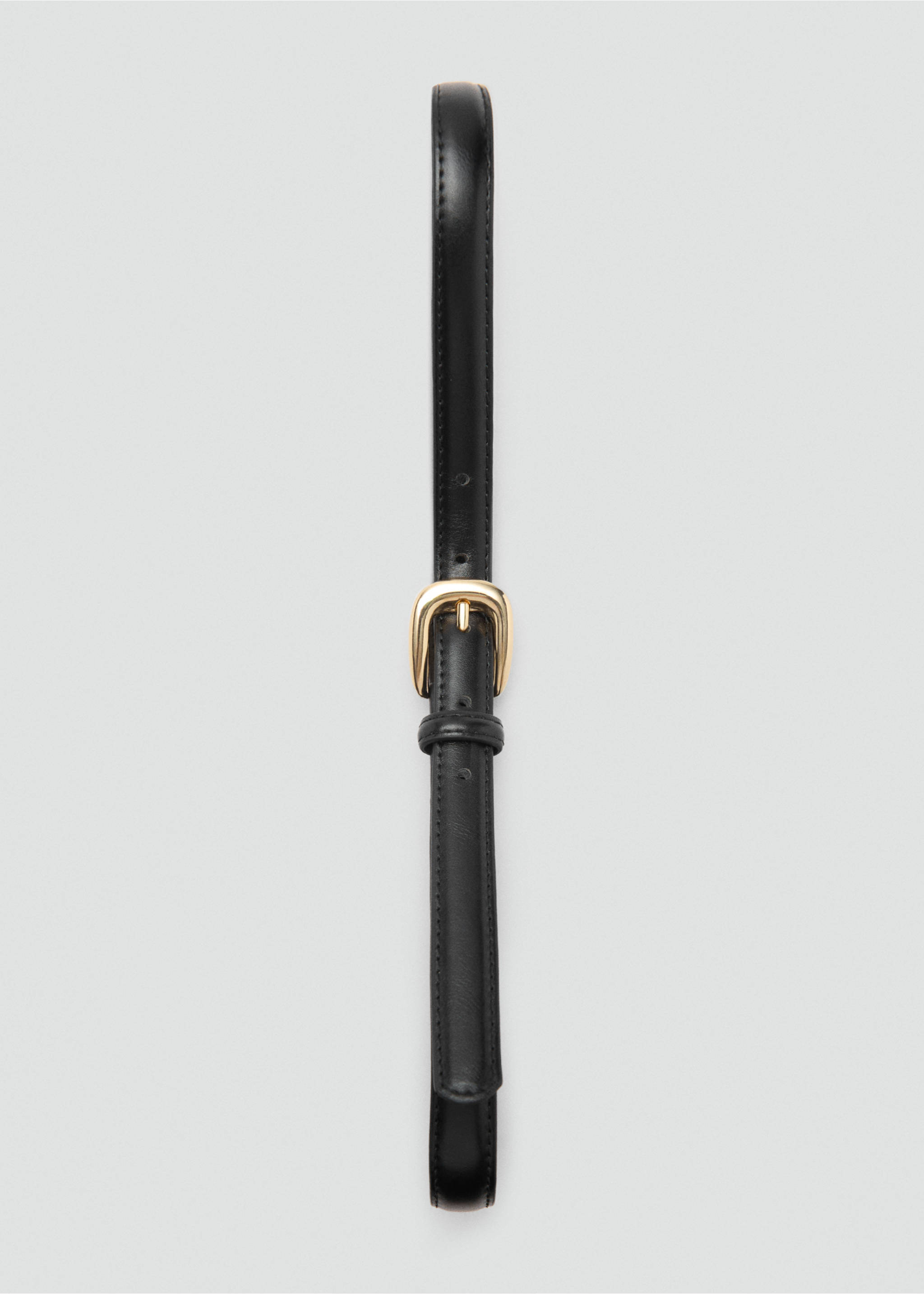 Skinny faux-leather belt - Details of the article 2, Black. Ref: 87080592-00.