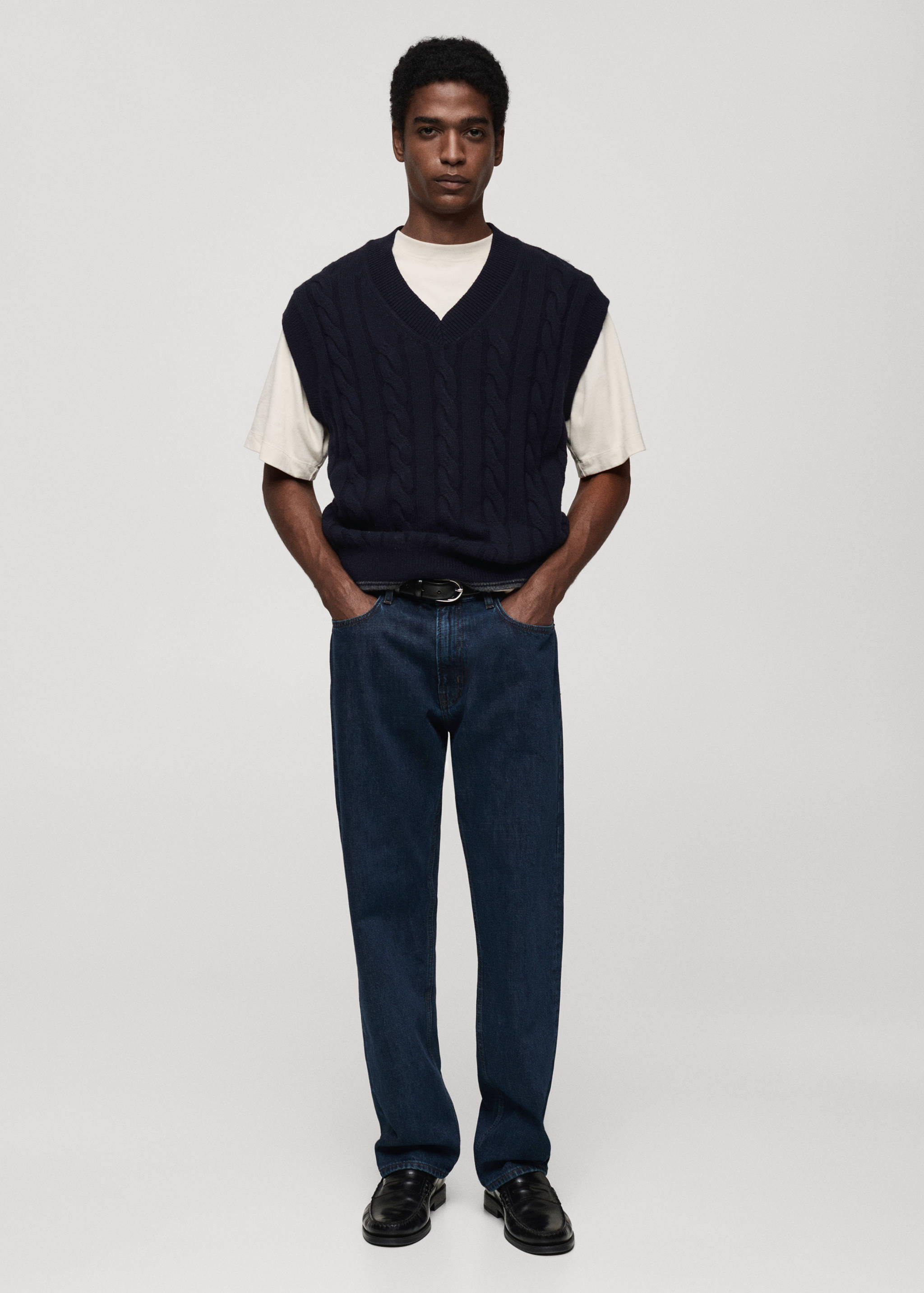 Pullunder aus Wollgemisch mit Zopfmuster - Allgemeine Ansicht