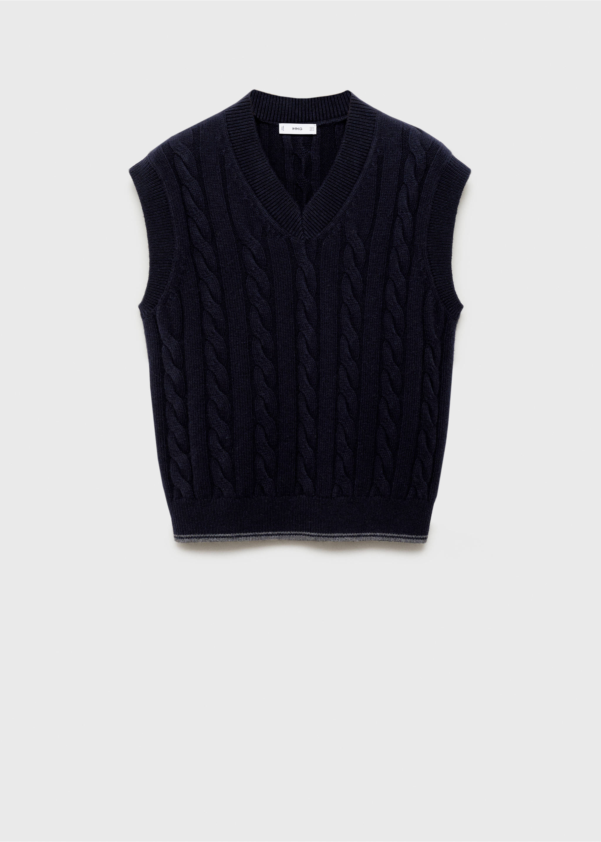 Pullunder aus Wollgemisch mit Zopfmuster - Artikel ohne Model, Dunkles Marineblau. Ref: 87080598-00.