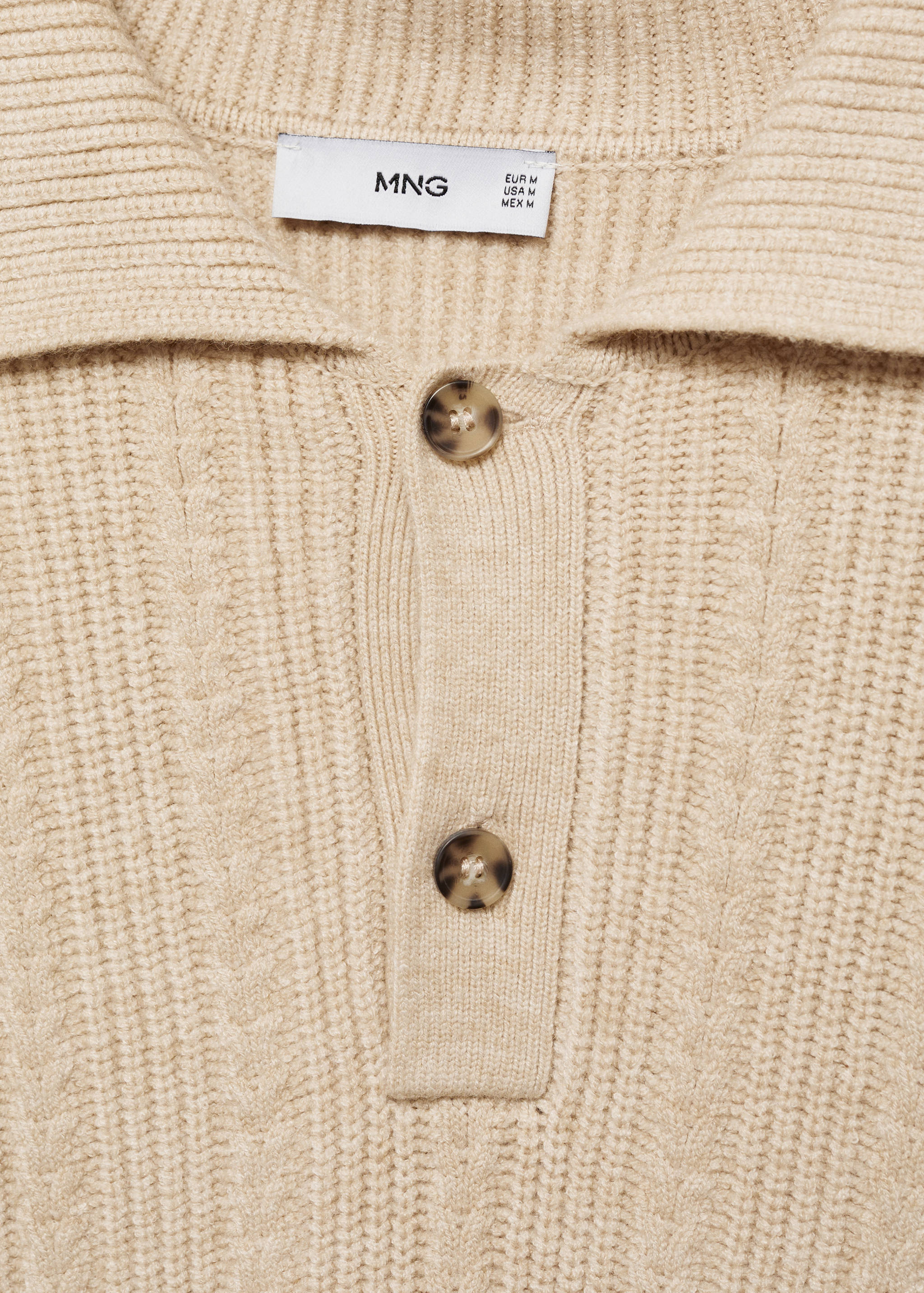 Strukturierter Strickpullover mit Polo-Kragen - Detail des Artikels 8