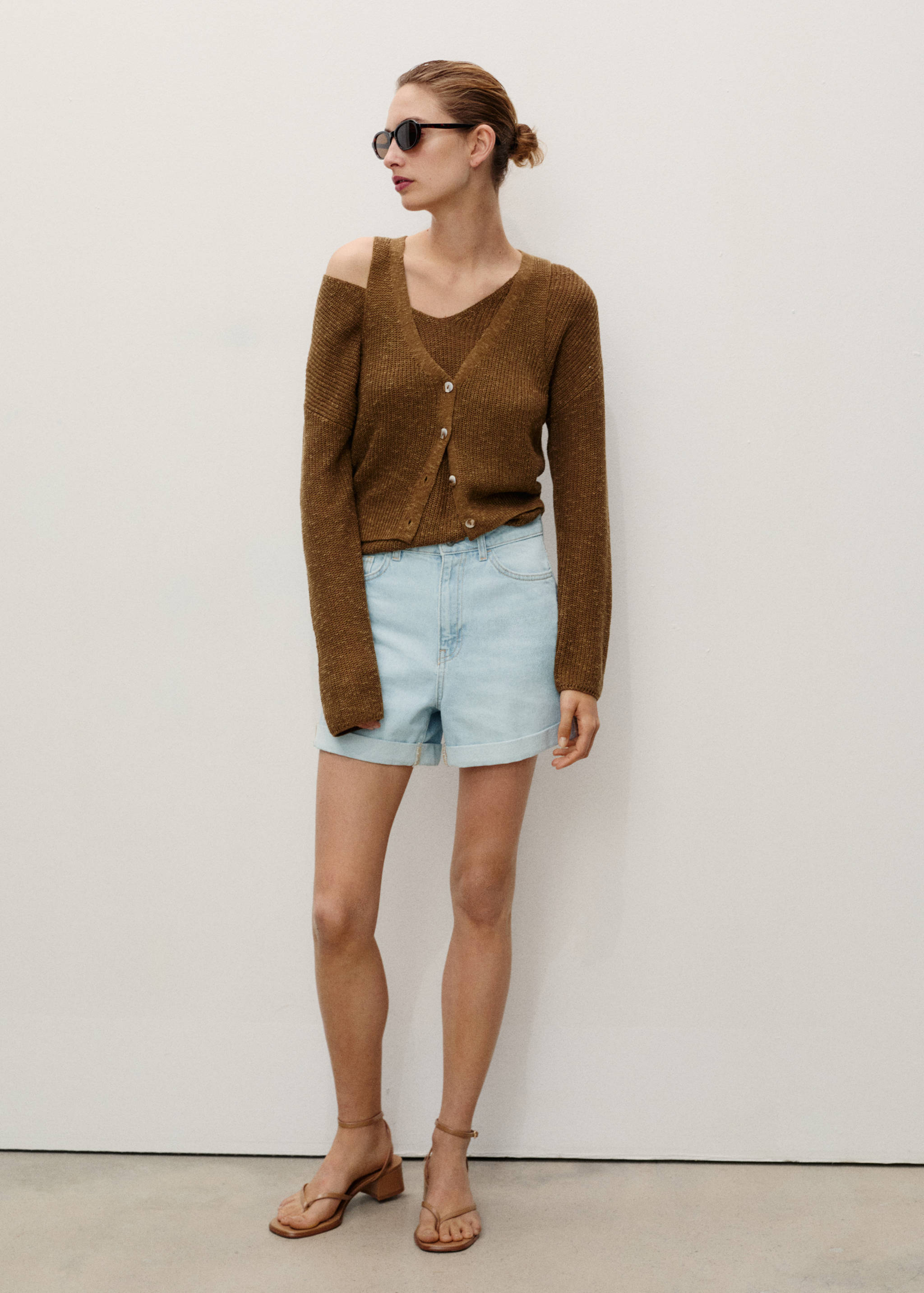 Short en jean taille haute coupe mom - Plan général