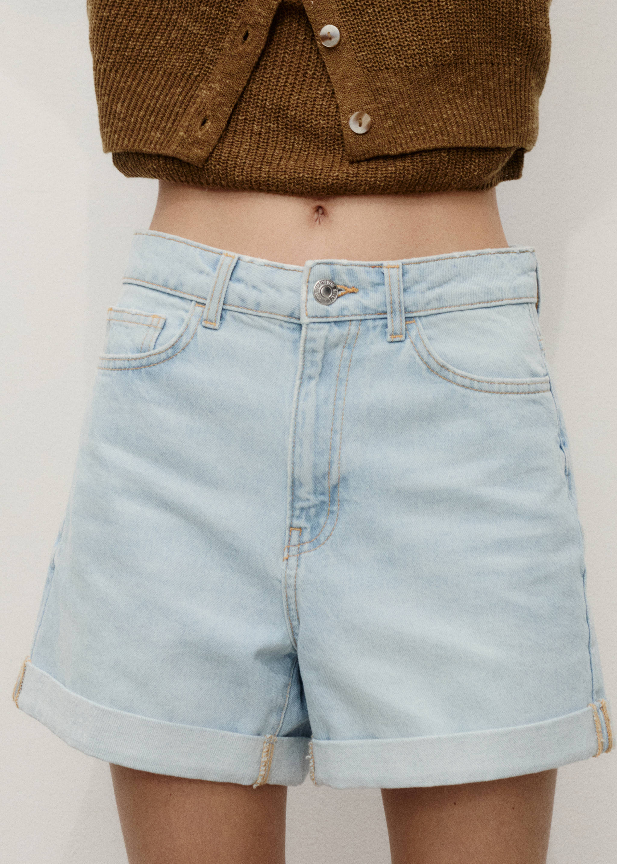 Short en jean taille haute coupe mom - Détail de l'article 1