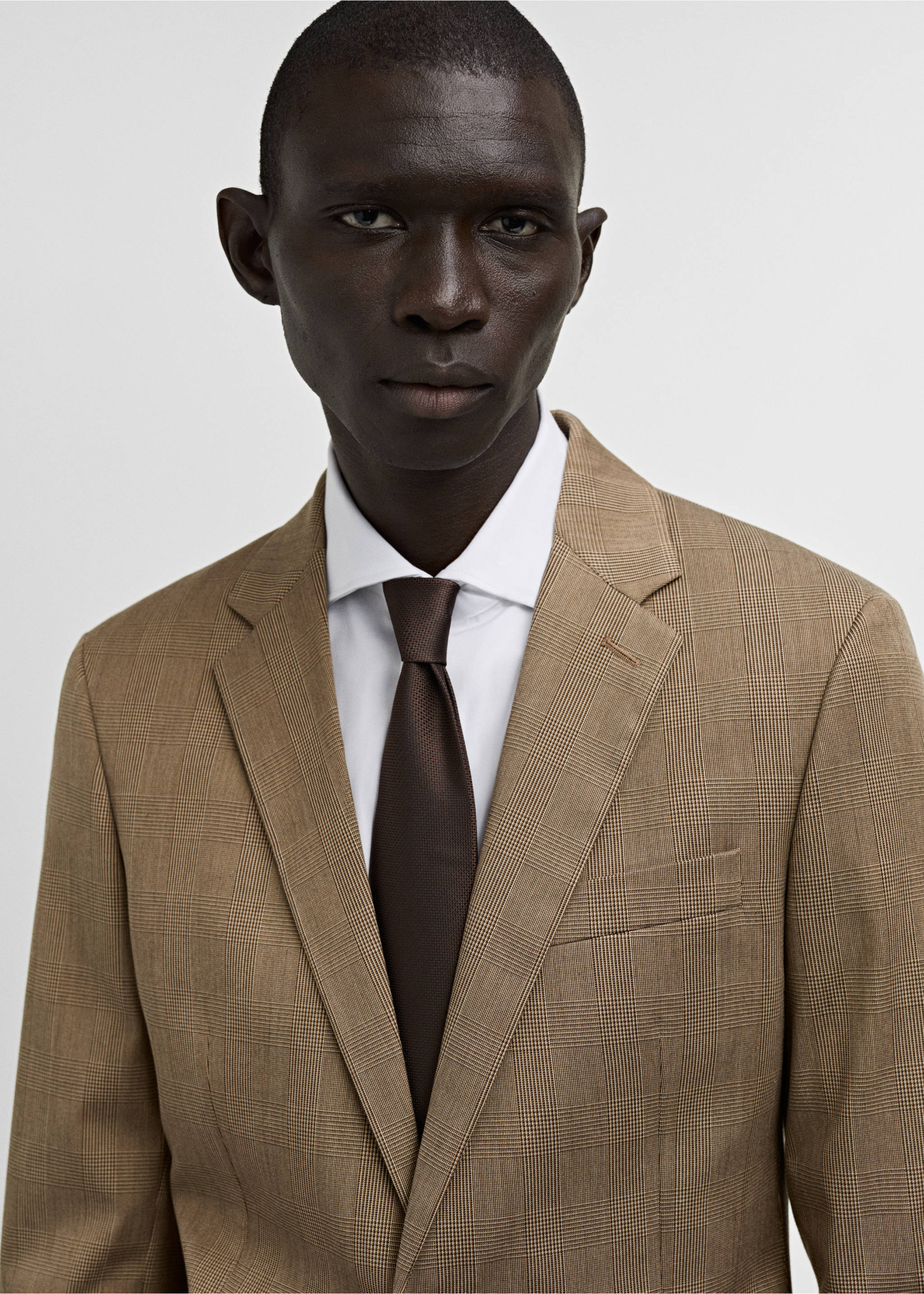Σακάκι κοστουμιού Milan ουαλικό καρό - Λεπτομέρεια του προϊόντος 1, Μεσαίο Καφέ. Ref: 87080612-00.