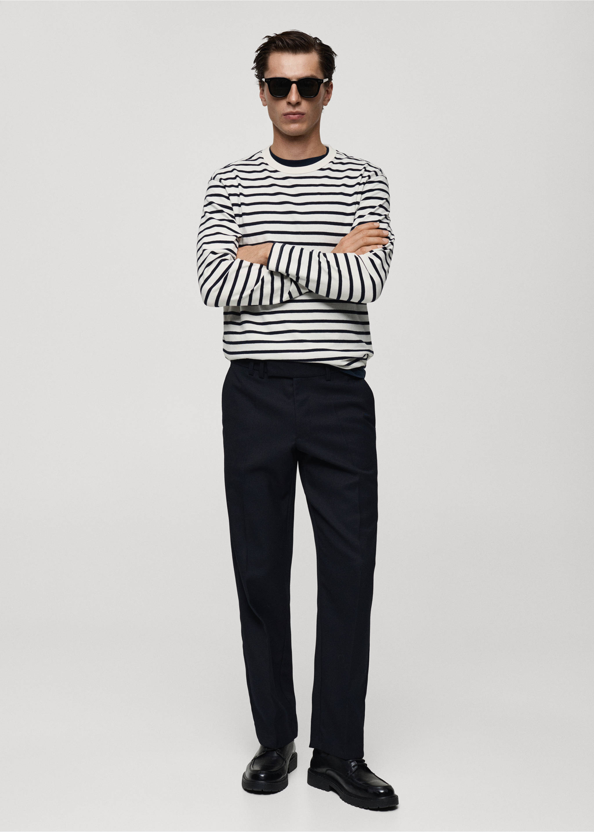 Striped 100% cotton t-shirt - General plane, Dark Navy. Ref: 87080614-00.