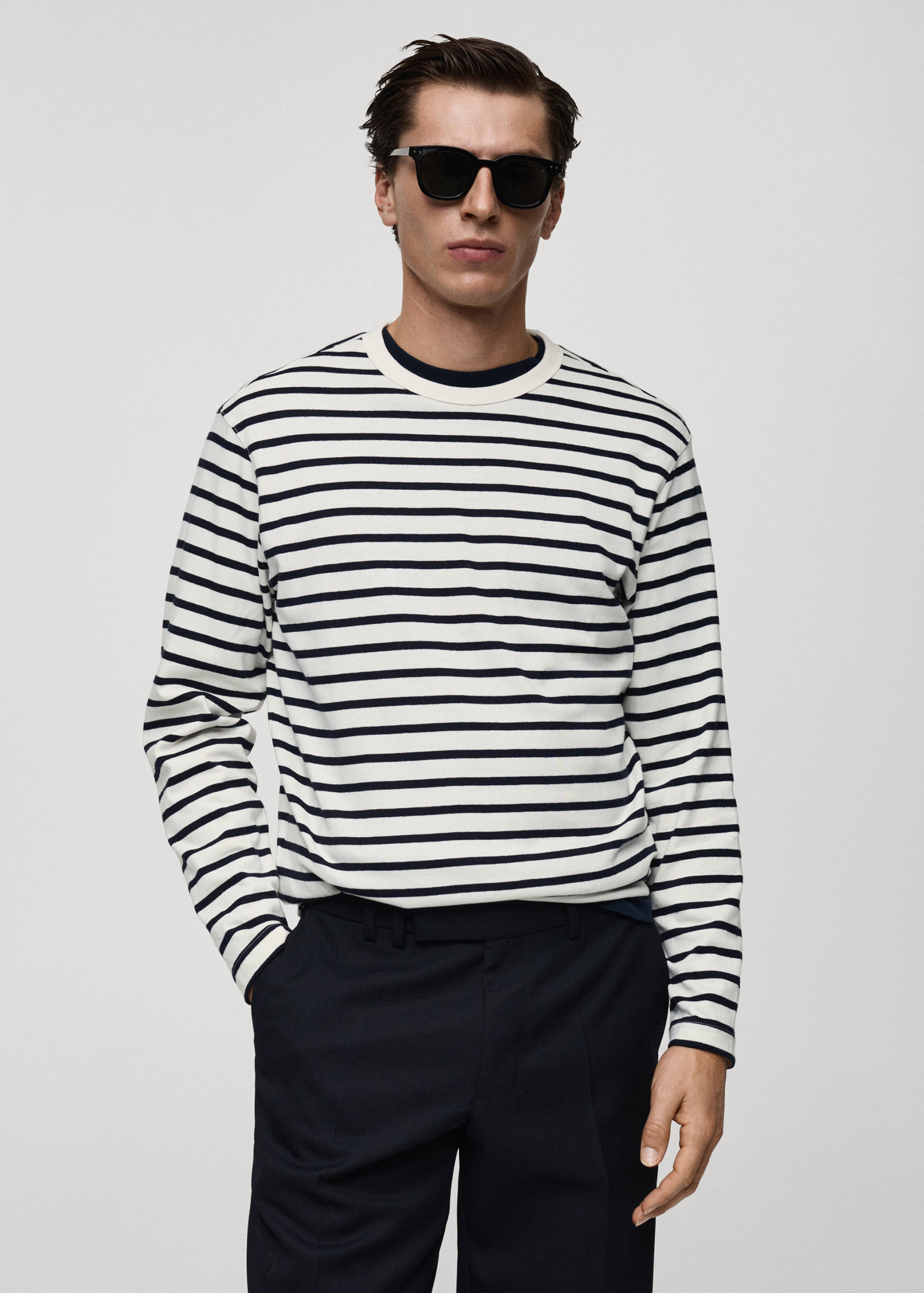 Striped 100% cotton t-shirt - Medium plane