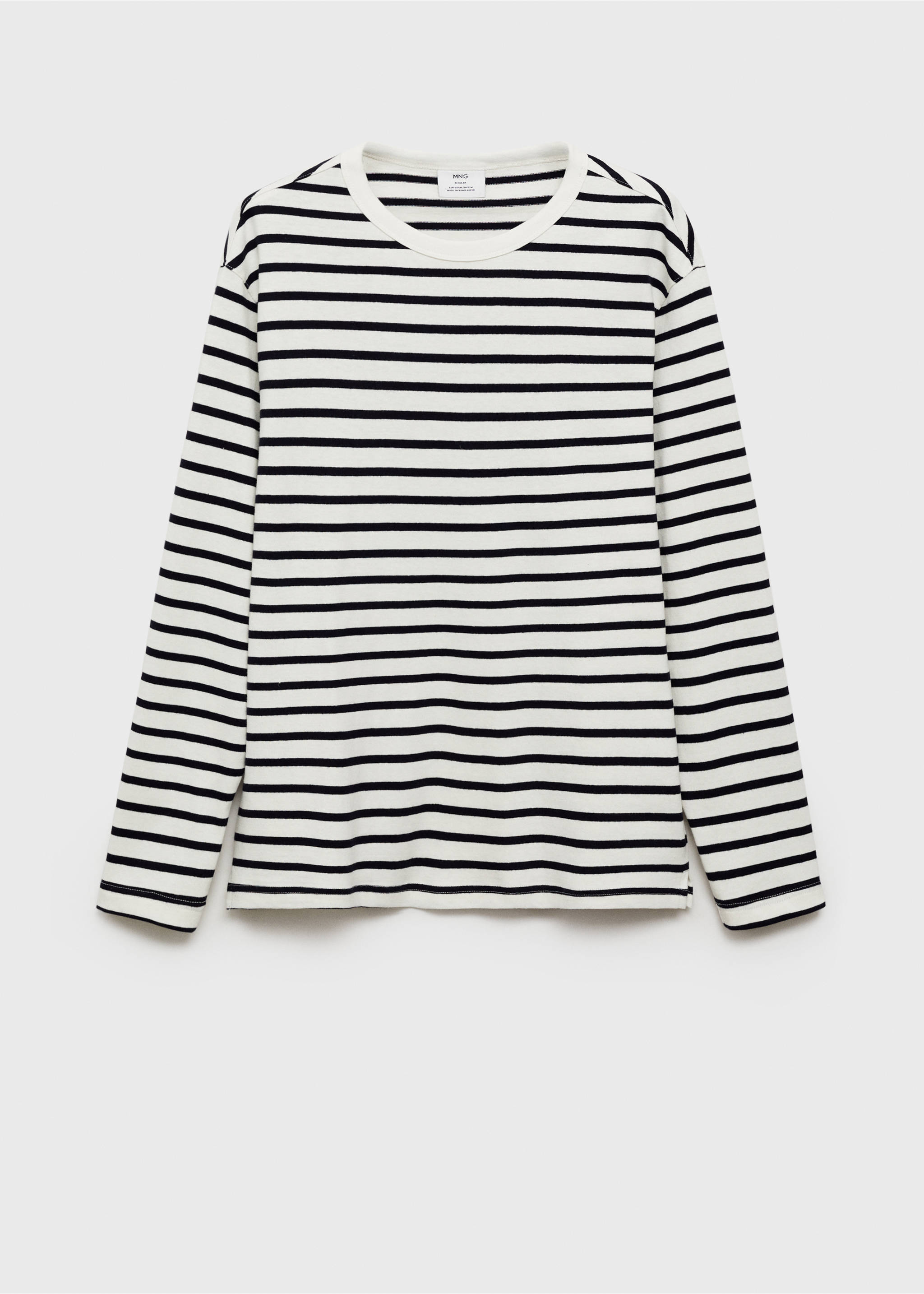 Striped 100% cotton t-shirt - Article without model, Dark Navy. Ref: 87080614-00.