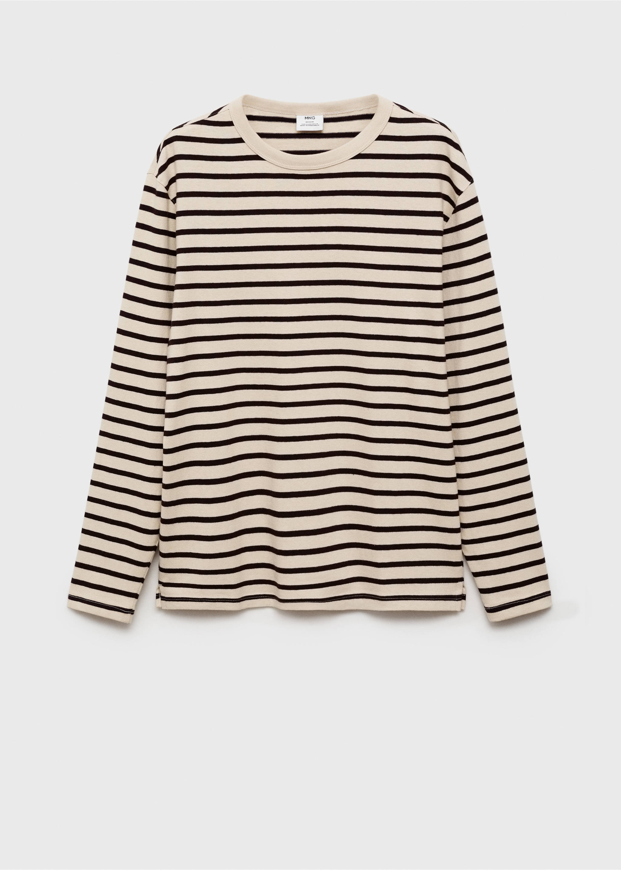 Striped 100% cotton t-shirt - Article without model, Burgundy. Ref: 87080614-00.