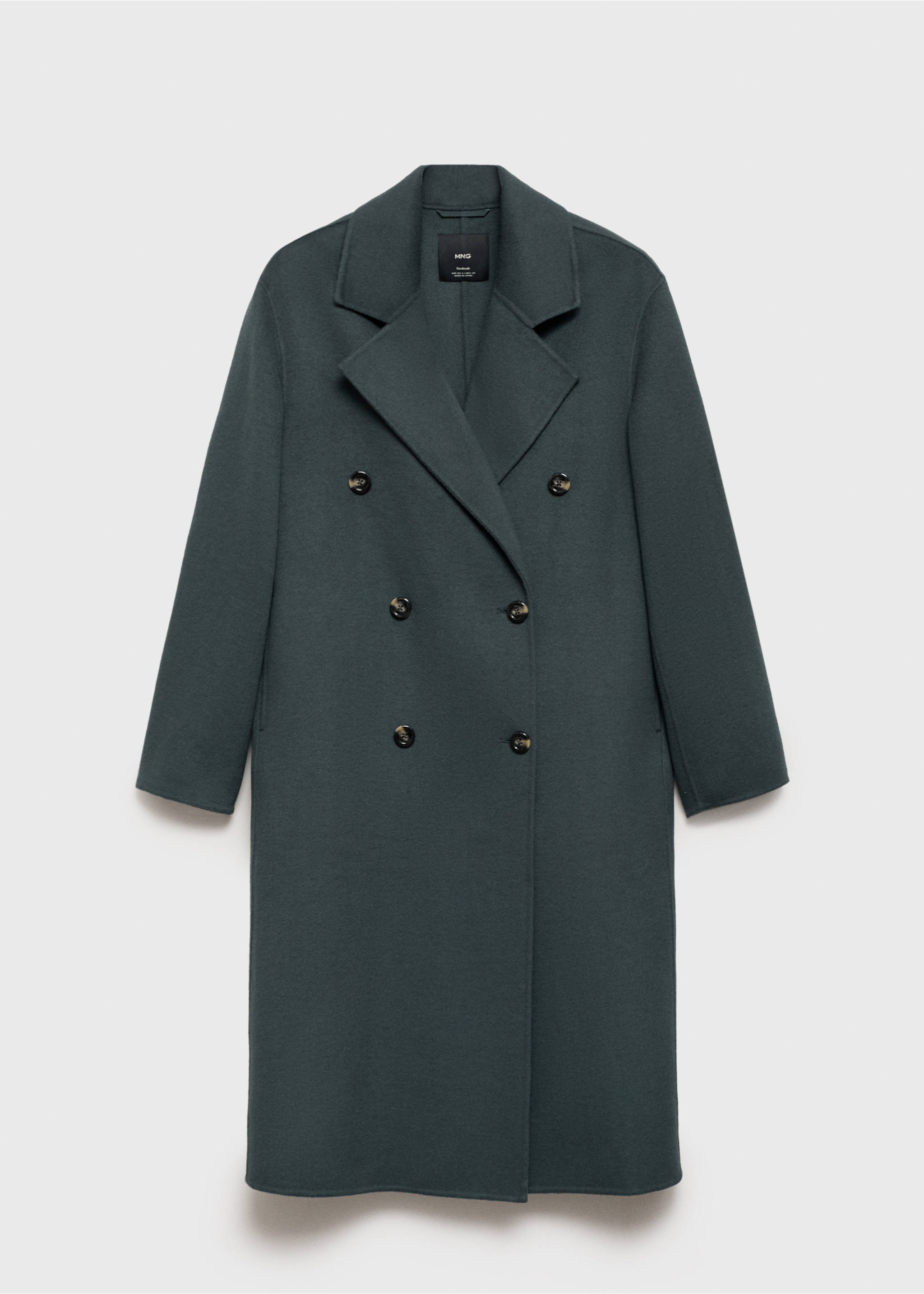 Handmade Oversize-Wollmantel - Artikel ohne Model, Petrolblau. Ref: 87080615-00.