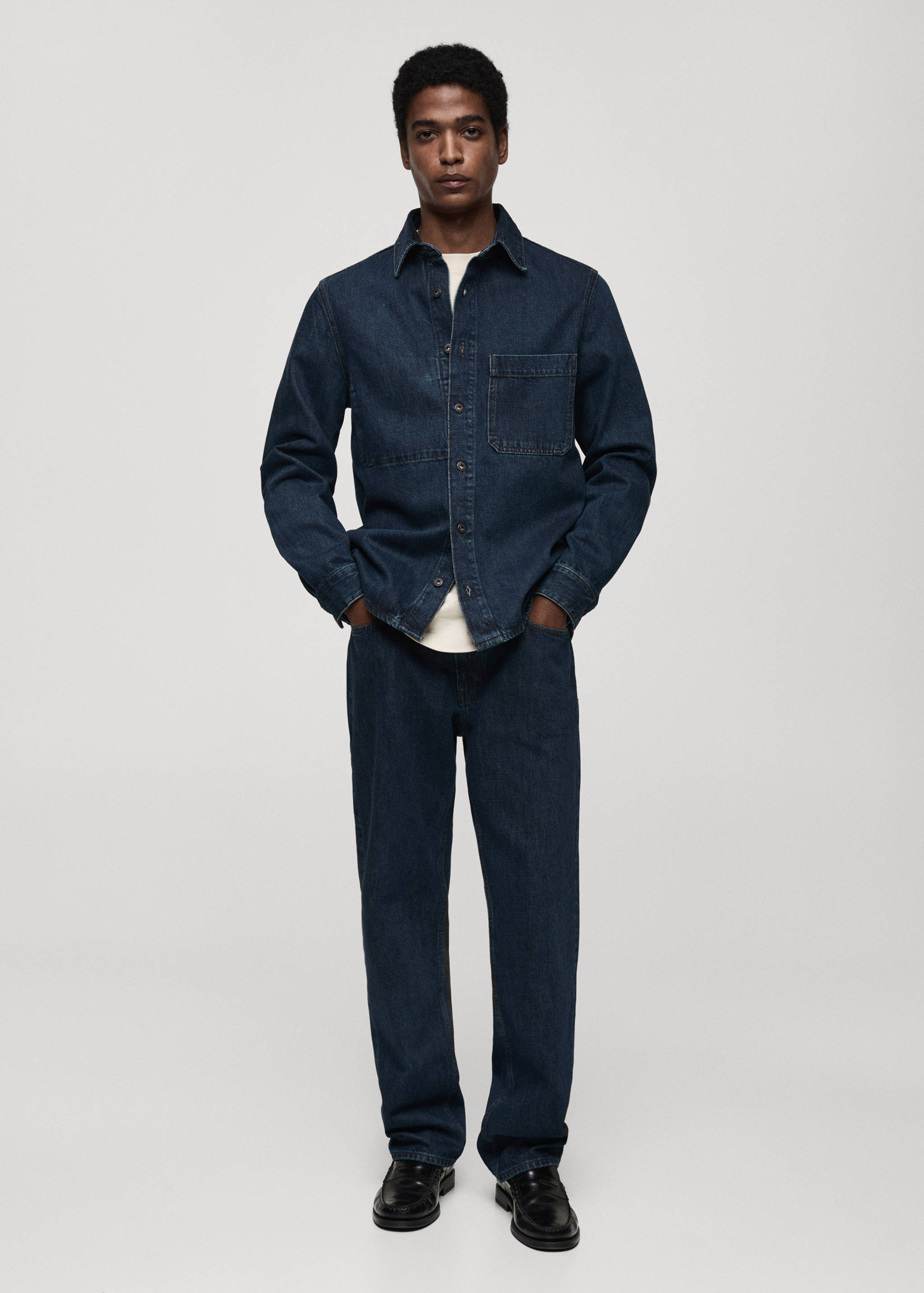 Regular-fit denim overshirt - General plane