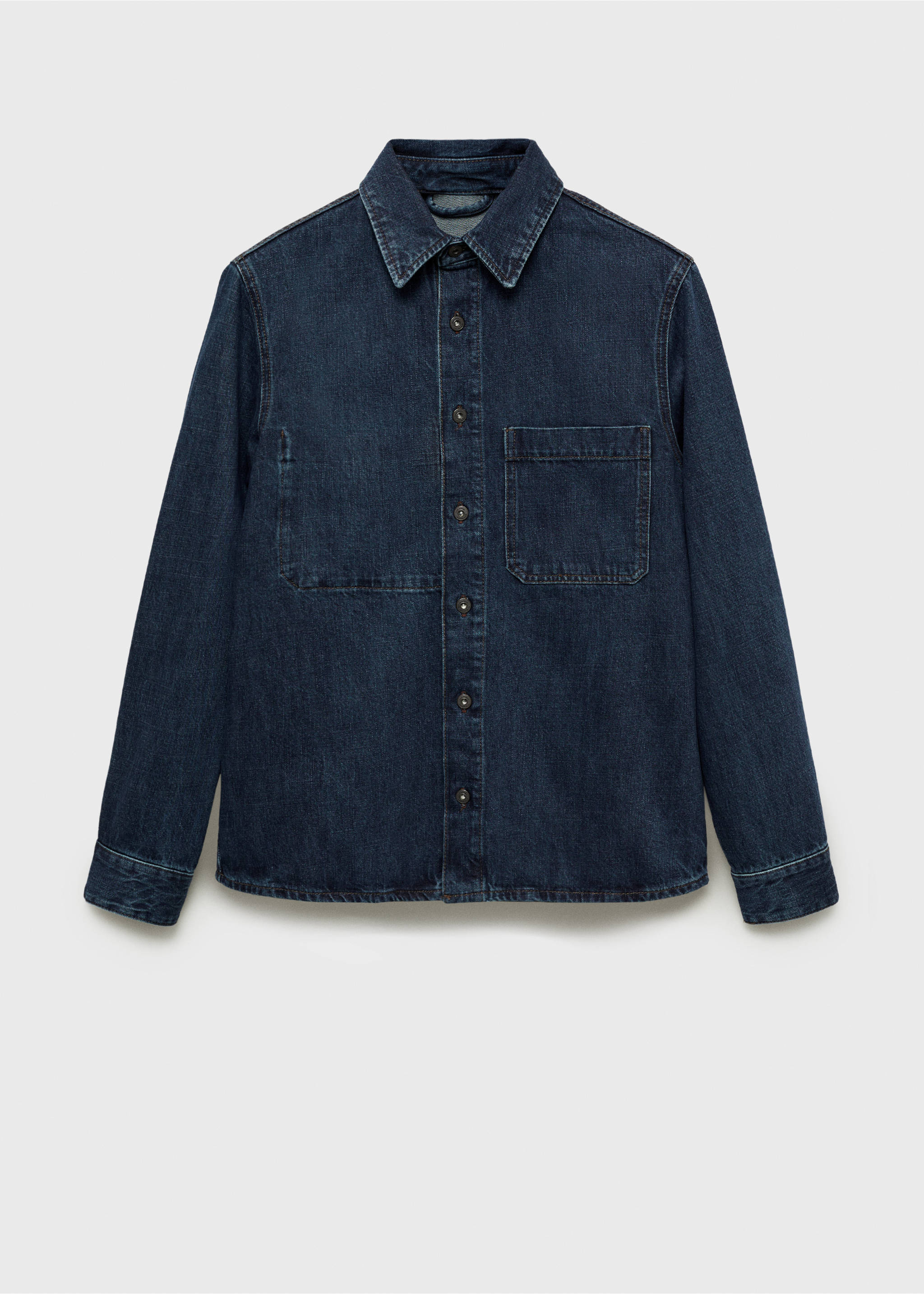 Regular-fit denim overshirt - Article without model, Open Blue. Ref: 87080618-00.