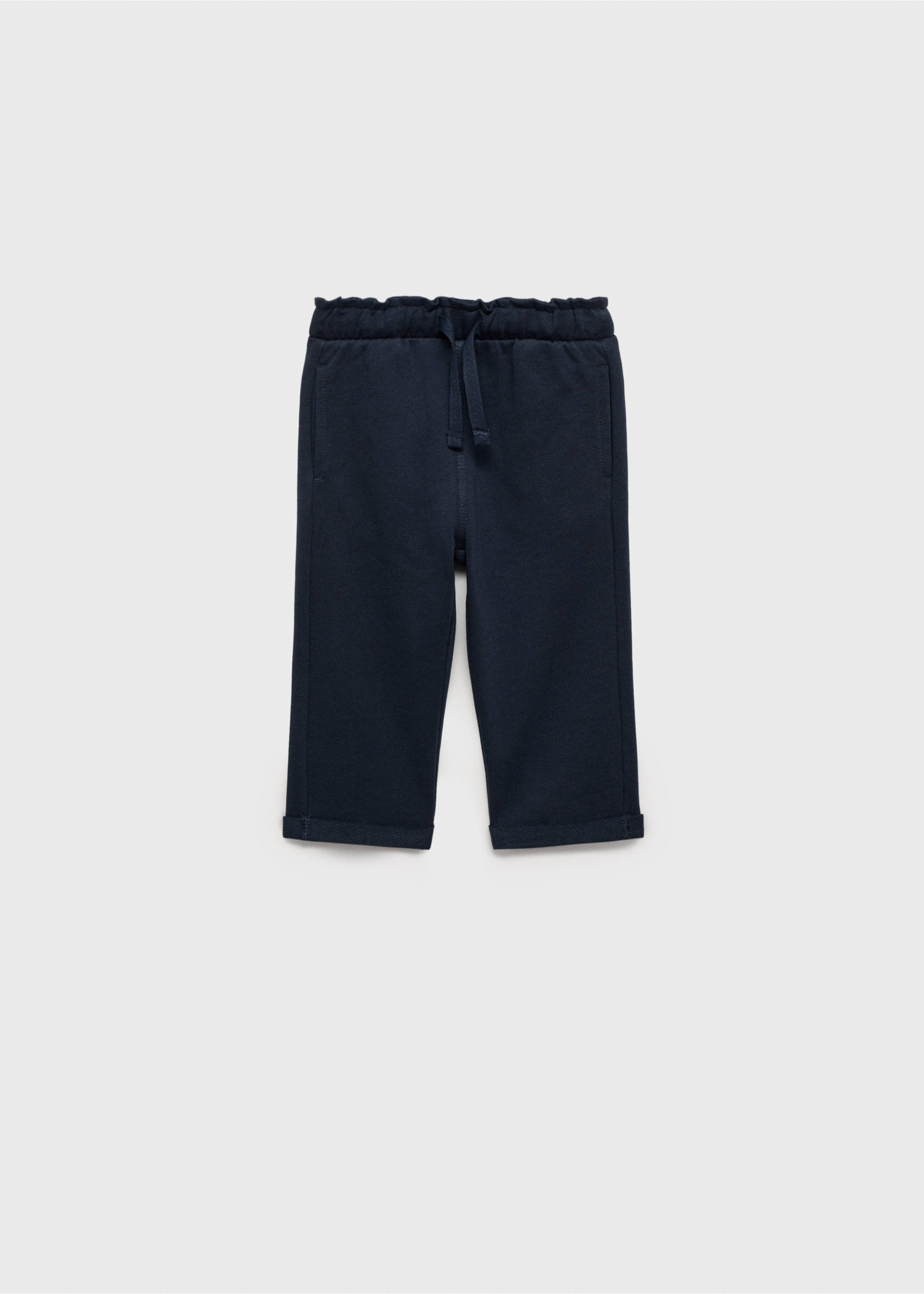 Elastic waist cotton trousers - Article without model, Dark Navy. Ref: 87080620-00.