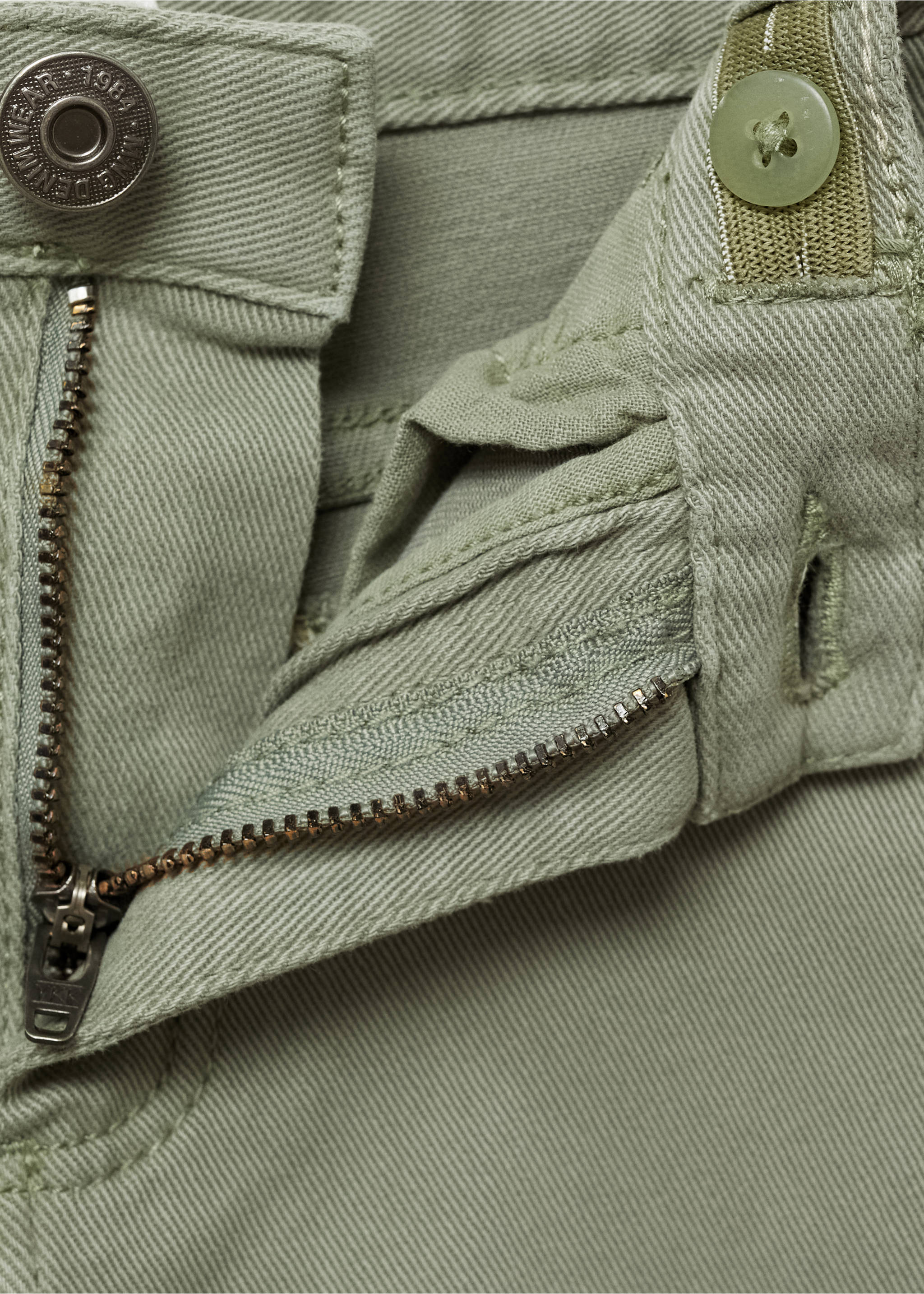 Straight cotton jeans - Details of the article 0, Khaki. Ref: 87080622-00.