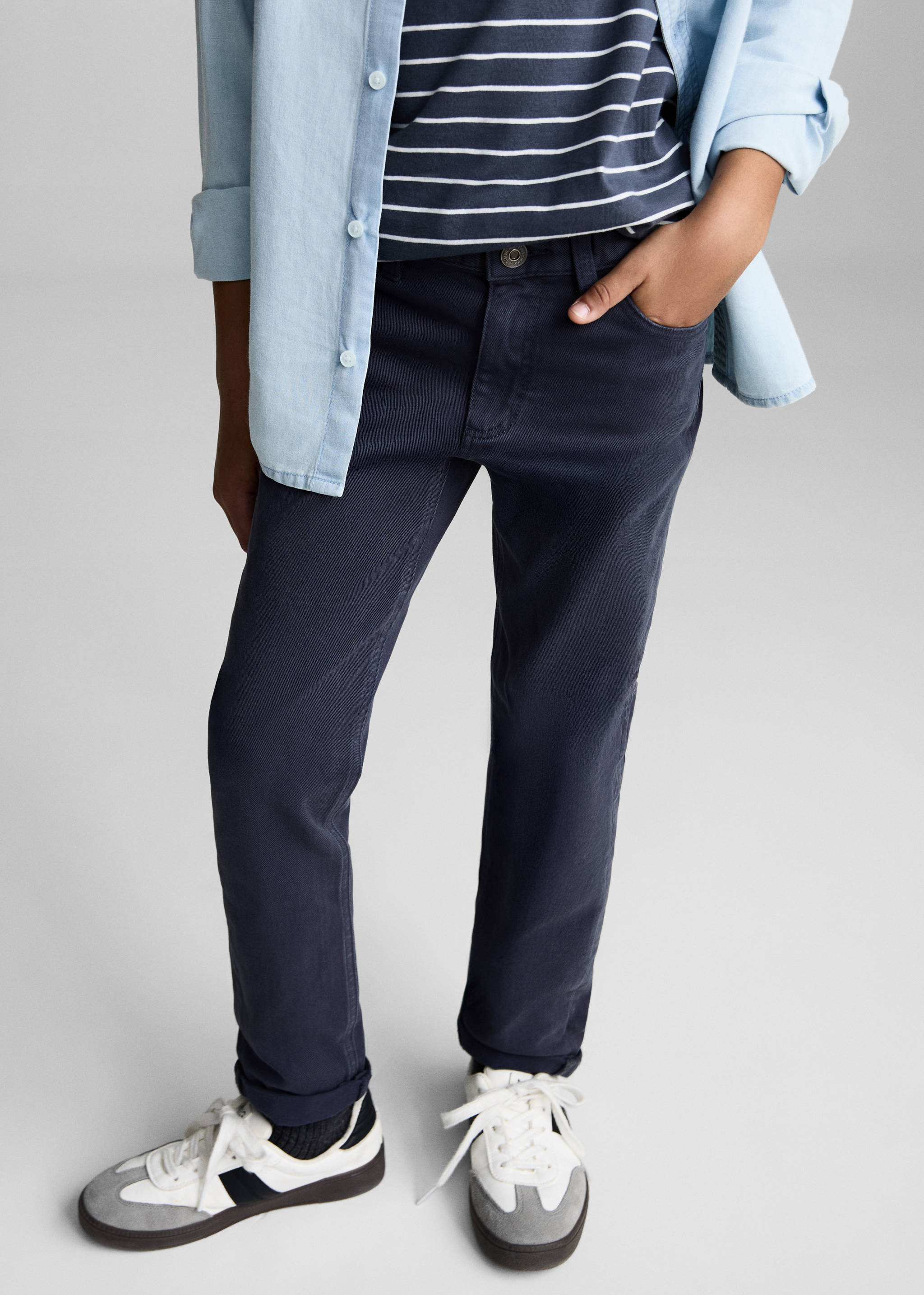 Jeans rectos algodón - Plano medio, Azul marino oscuro. Ref: 87080622-00.