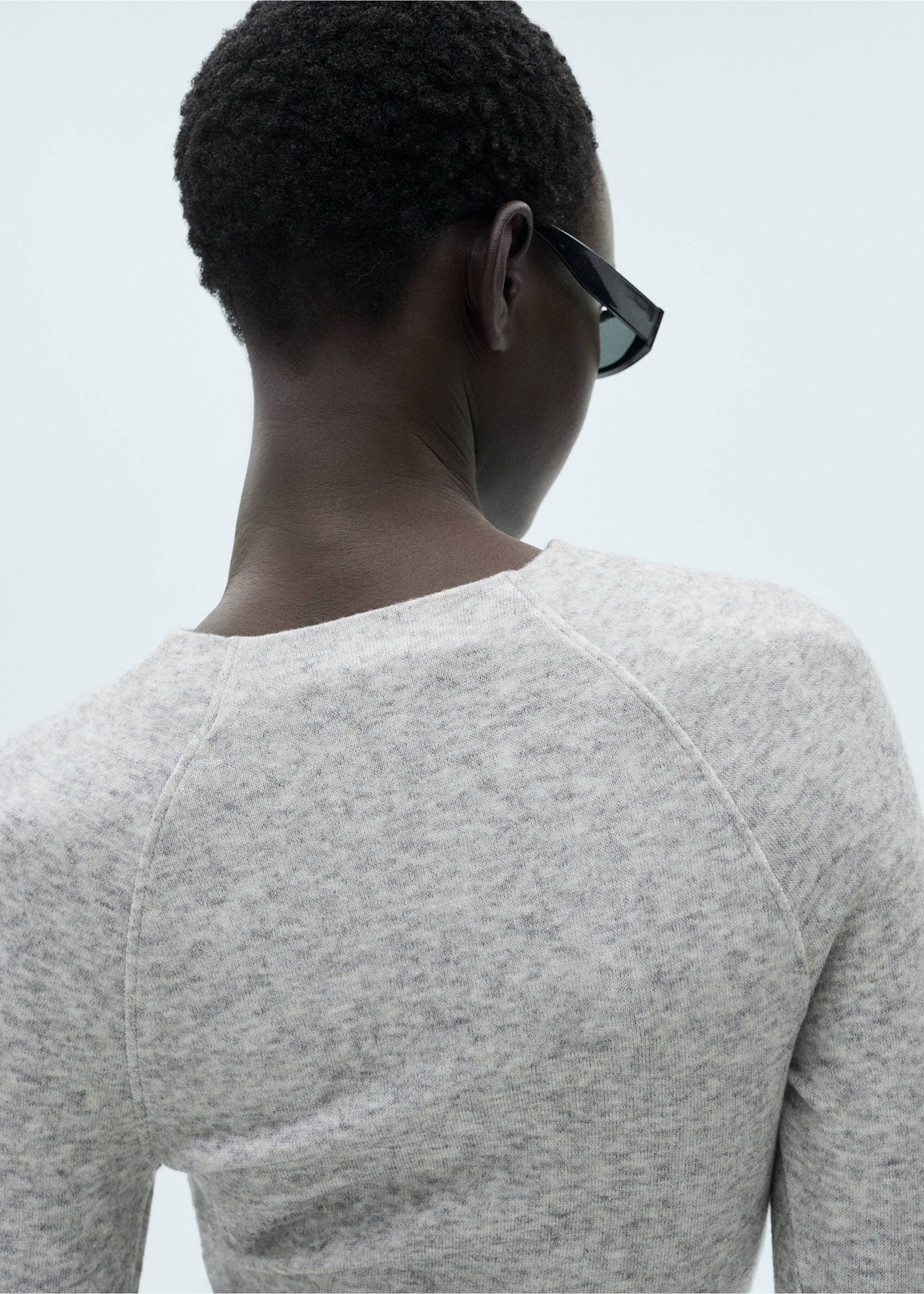 Decorative seam T-shirt - Details of the article 3, Light Heather Grey. Ref: 87080623-00.