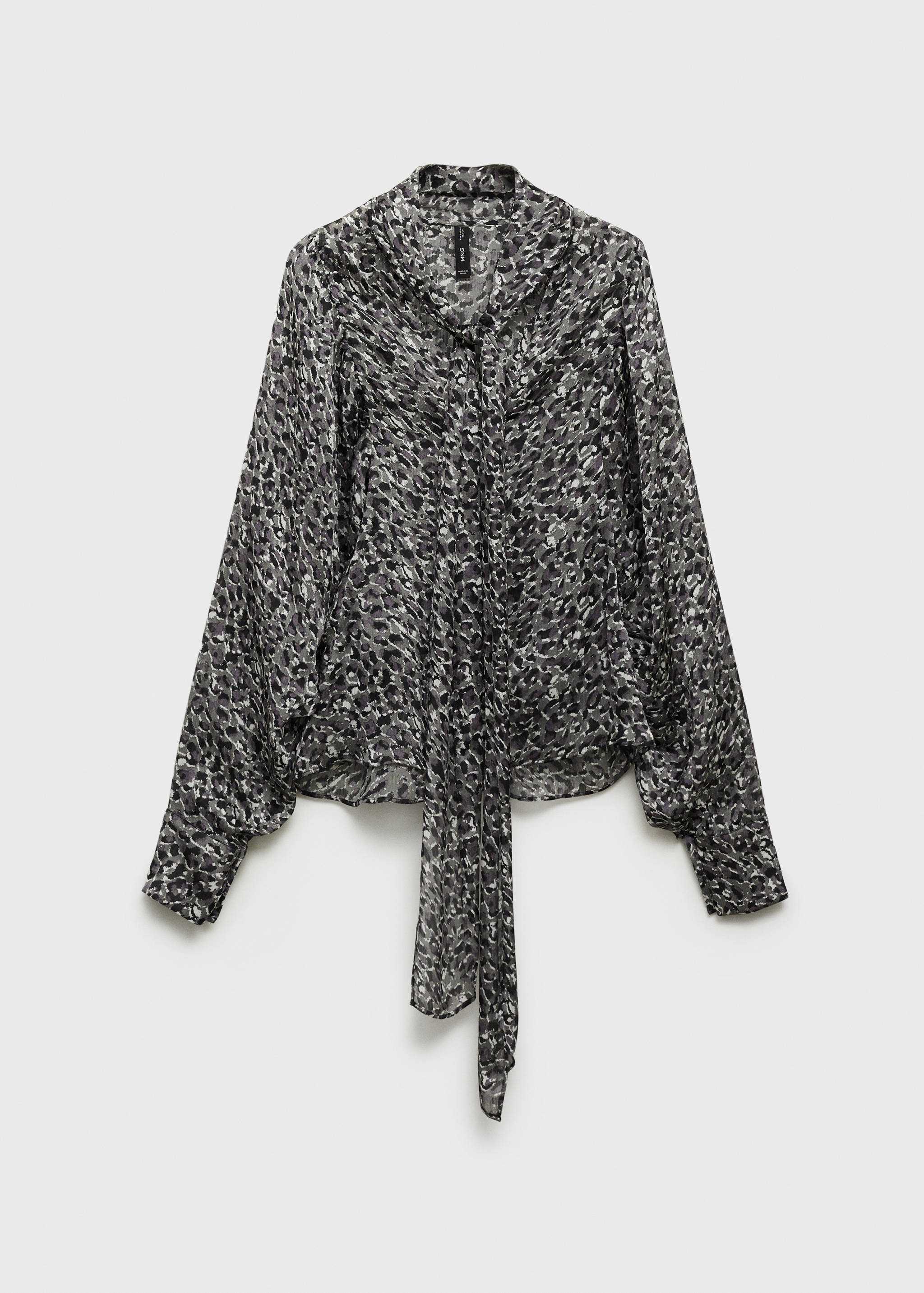 Bluză cu animal print și fundă la gât - Articol fără model