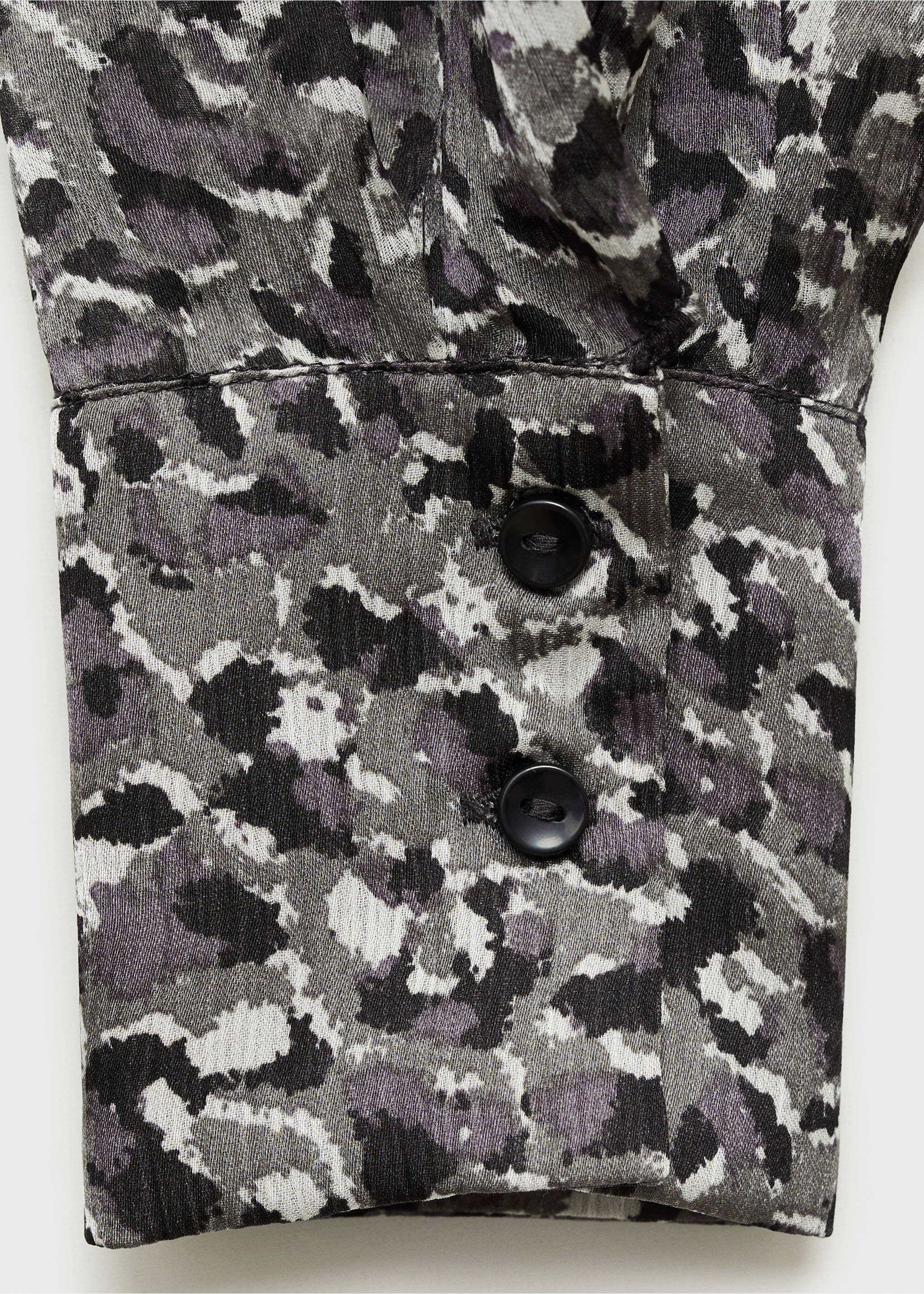 Animal-print blouse with bow neck - Details of the article 0, Black. Ref: 87080628-00.