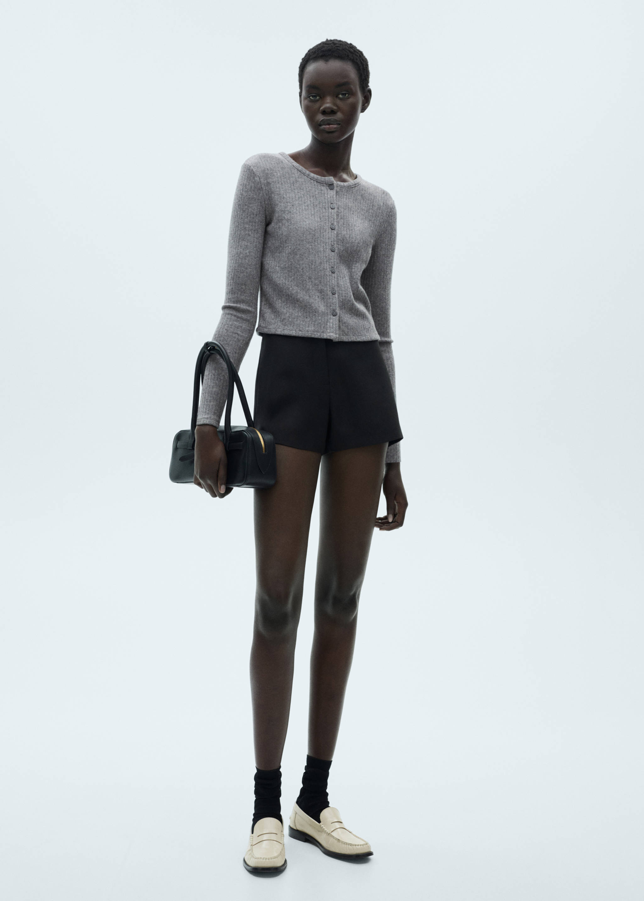 Cárdigan canalé botones - Plano general