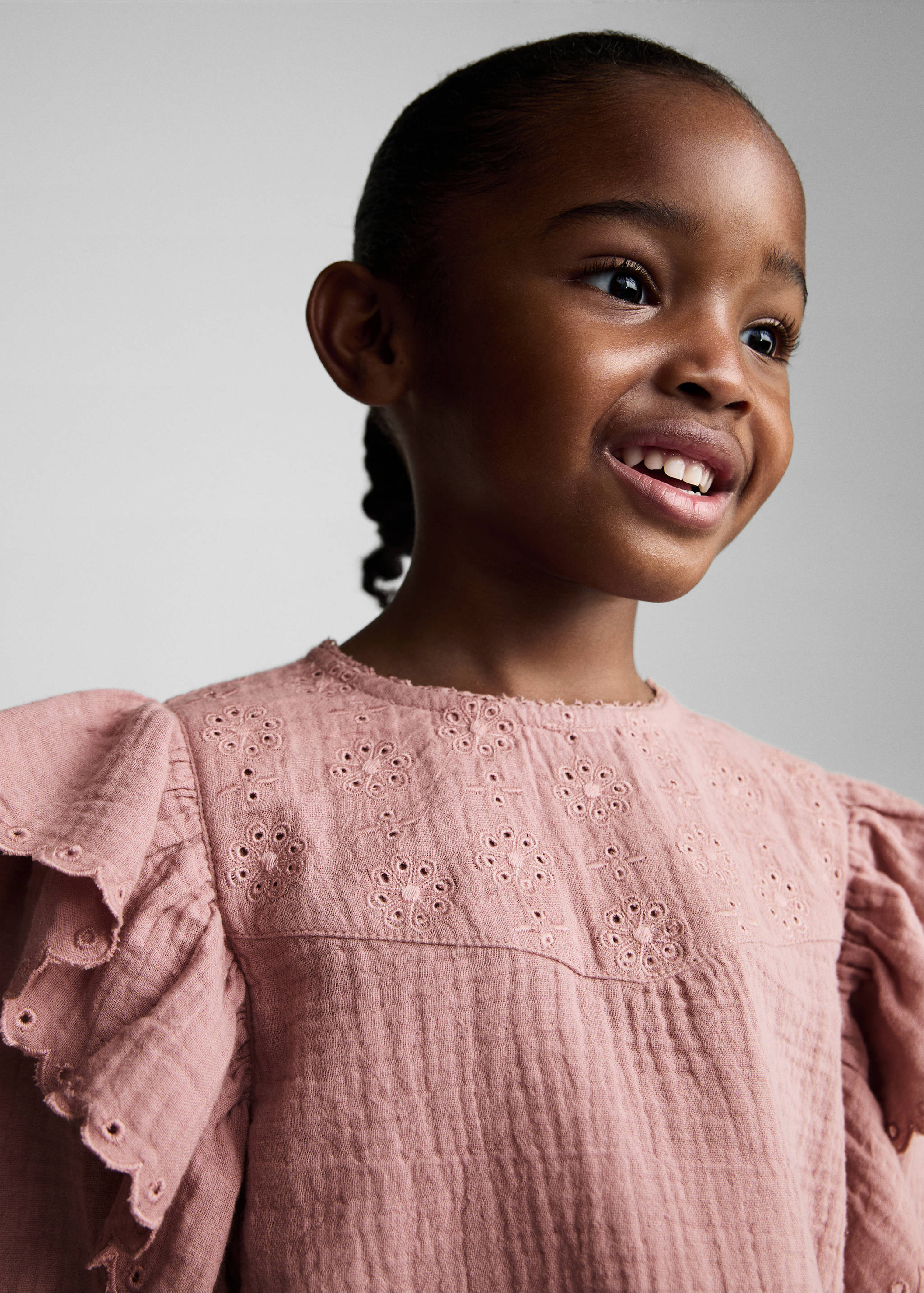 Bluse mit Broderie Anglaise - Detail des Artikels 1, Rosa. Ref: 87080633-00.