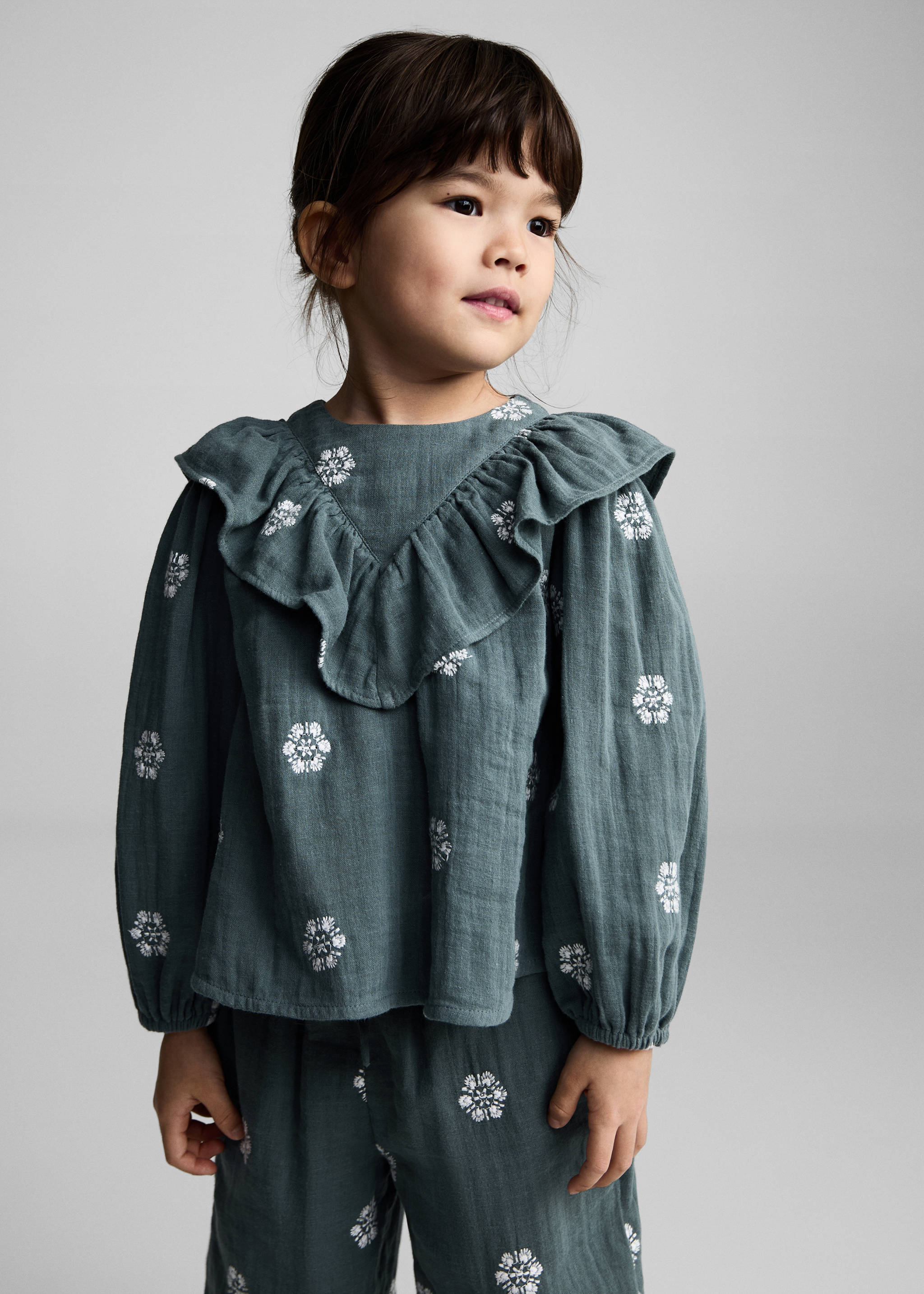 Bedrukte blouse met ruches - Middenvlak